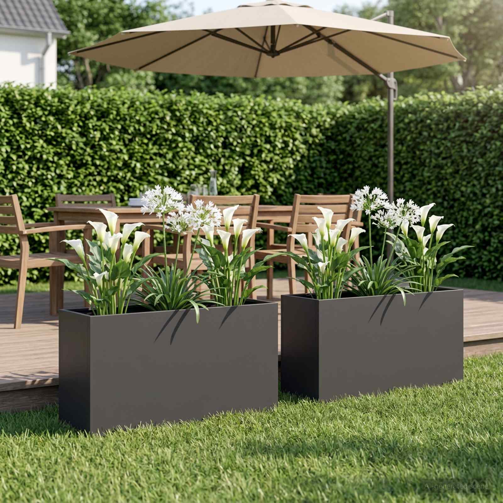 Plantenbak 2 st Zwart 100 x 30 x 50 cm Koudgewalst staal image 1