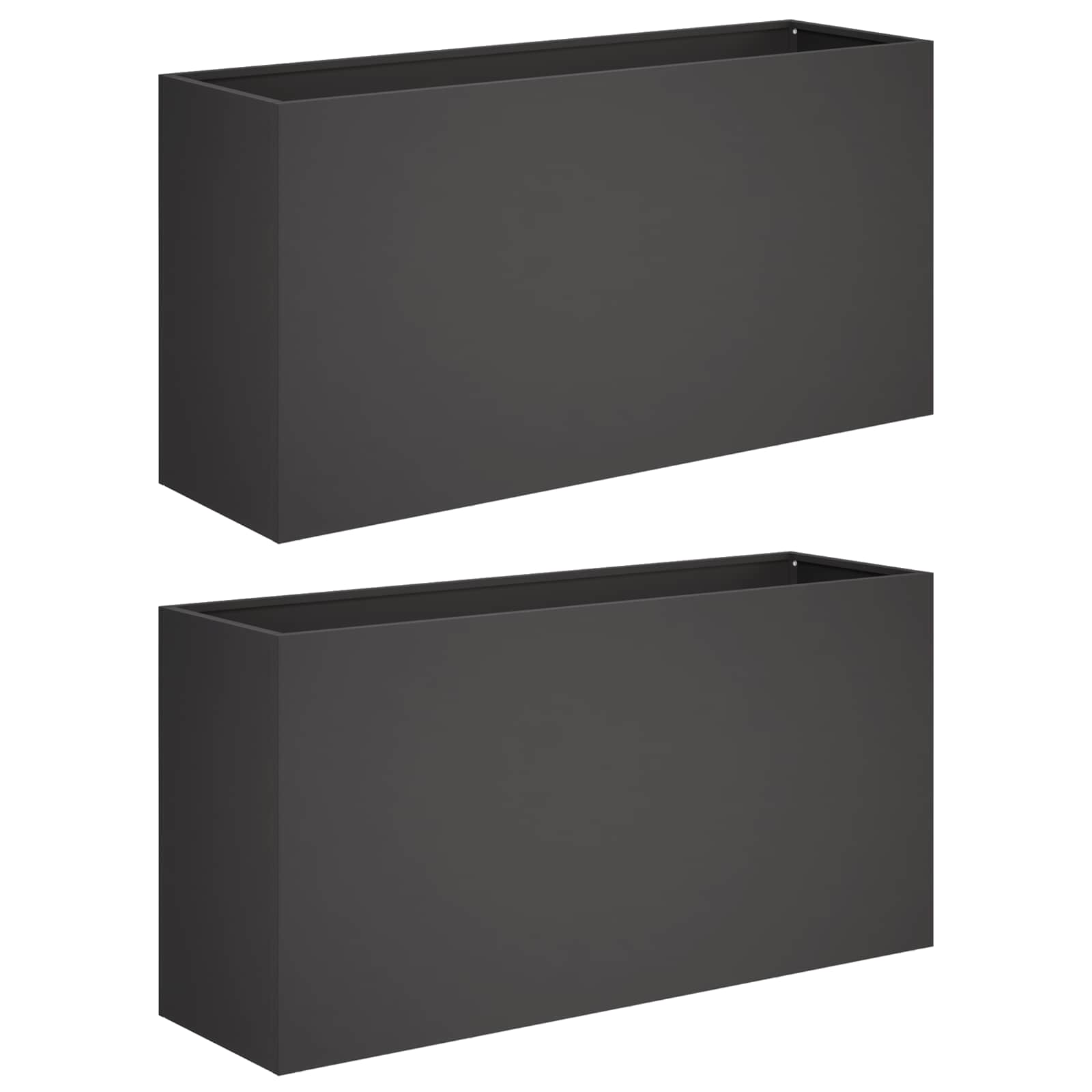 Plantenbak 2 st Zwart 100 x 30 x 50 cm Koudgewalst staal image 2