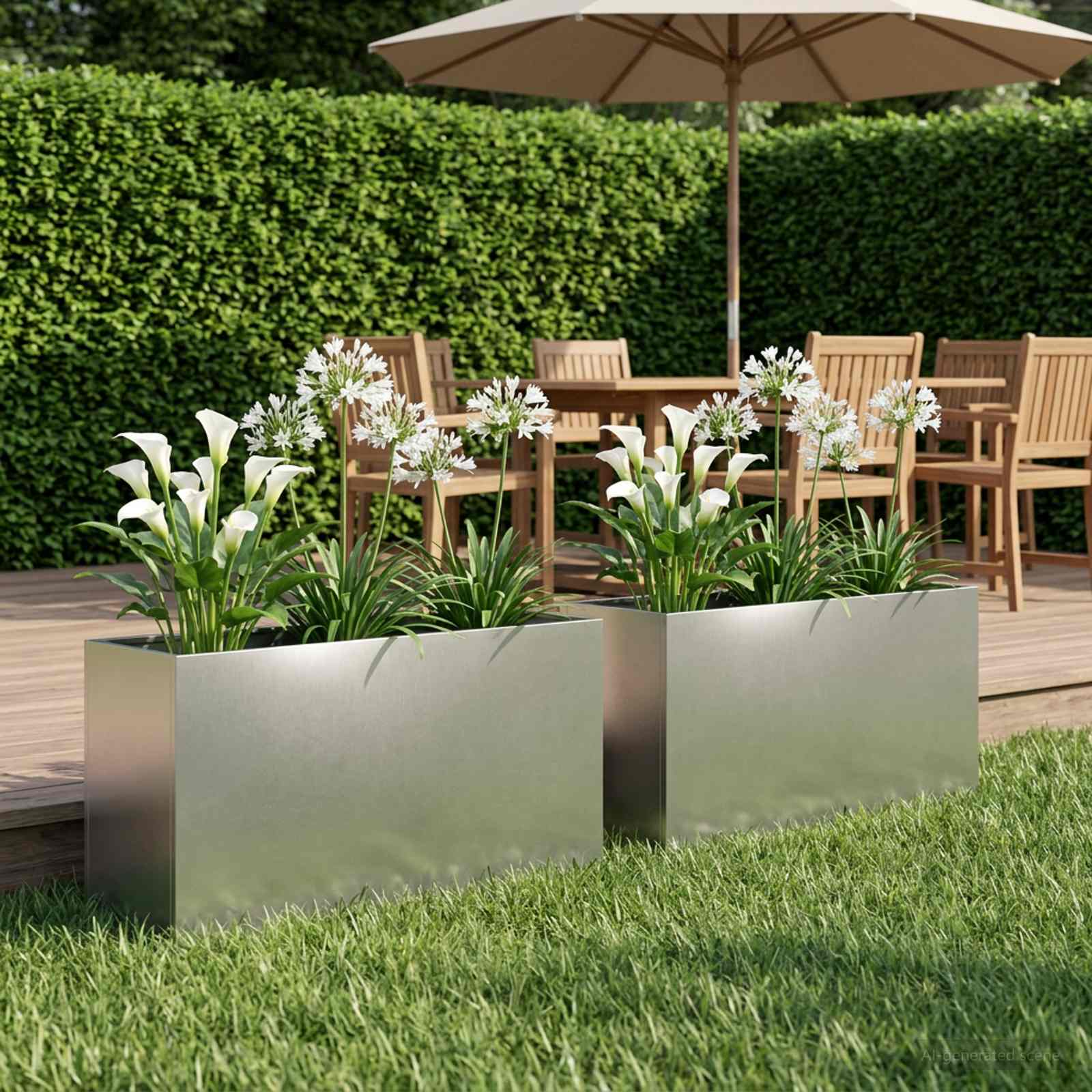 Plantenbak 2 st zilver 100 x 30 x 50 cm Roestvrij staal image 1