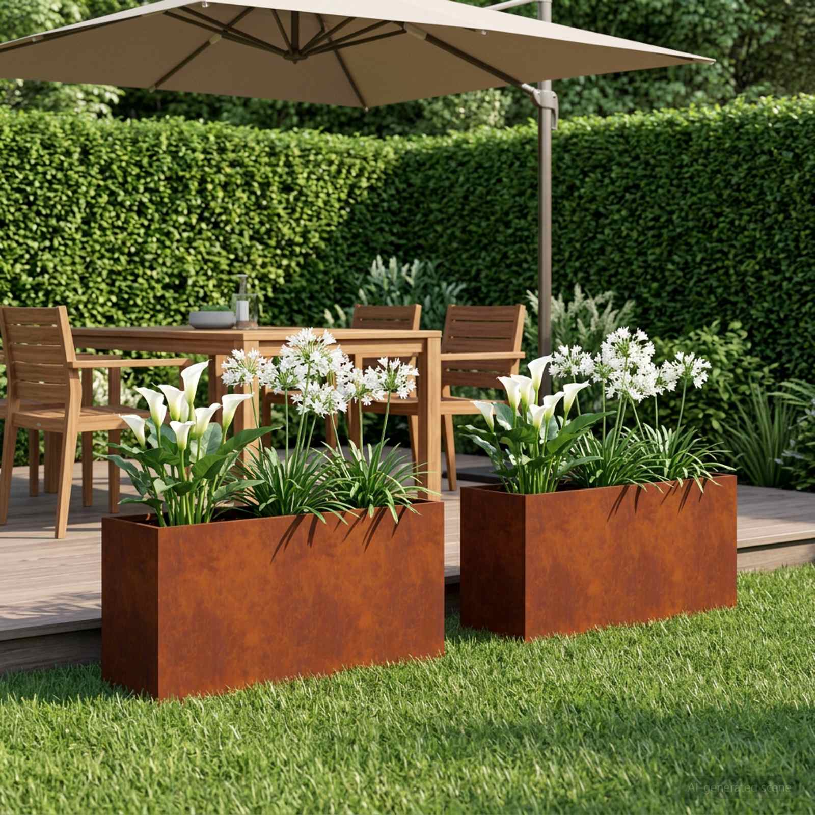 Plantenbak 2 st Roestkleurig 100 x 30 x 50 cm weervast staal image 1