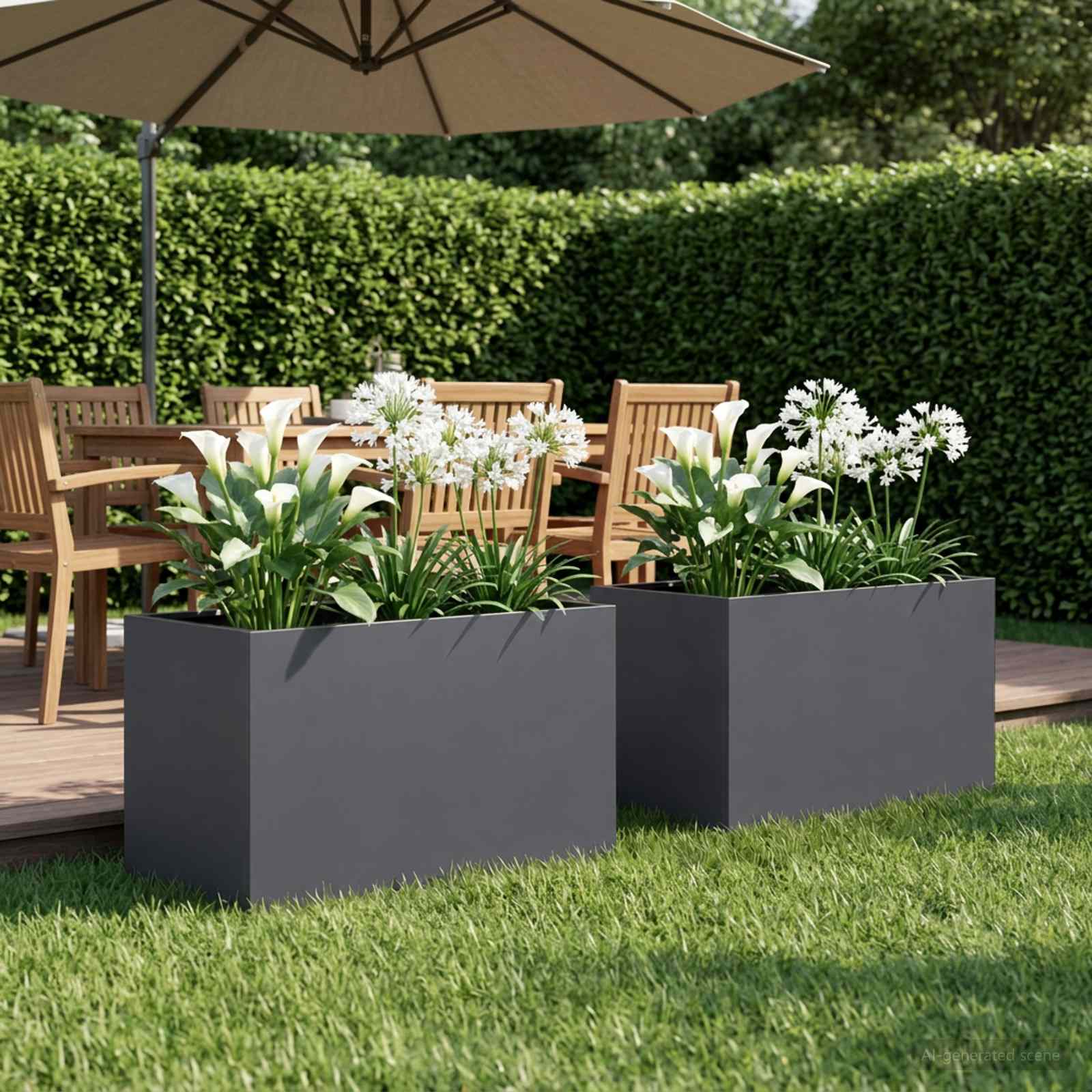 Plantenbak 2 st Antraciet 50 x 40 x 40 cm Koudgewalst staal image 1