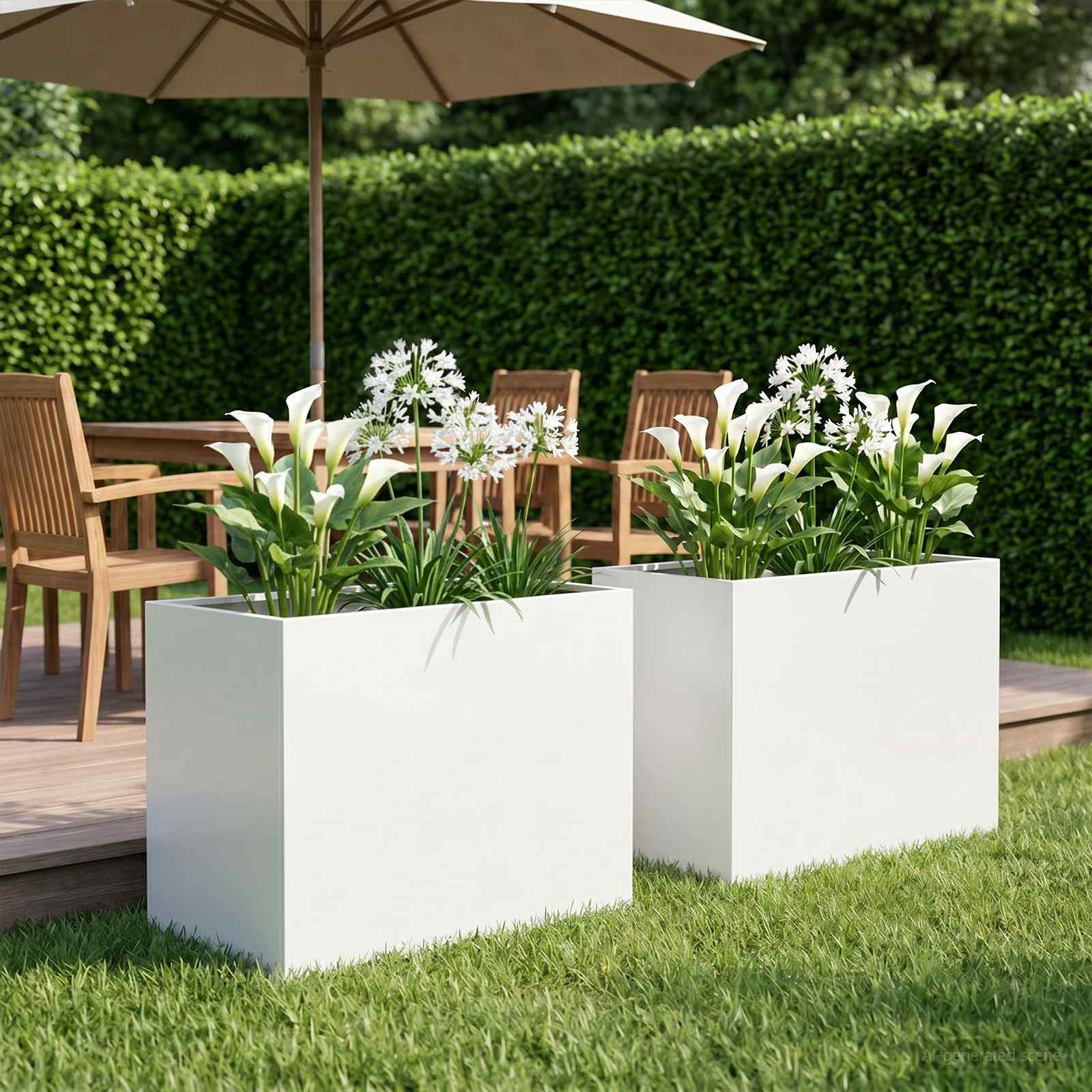 Plantenbak 2 st Wit 50 x 40 x 50 cm Koudgewalst staal image 1