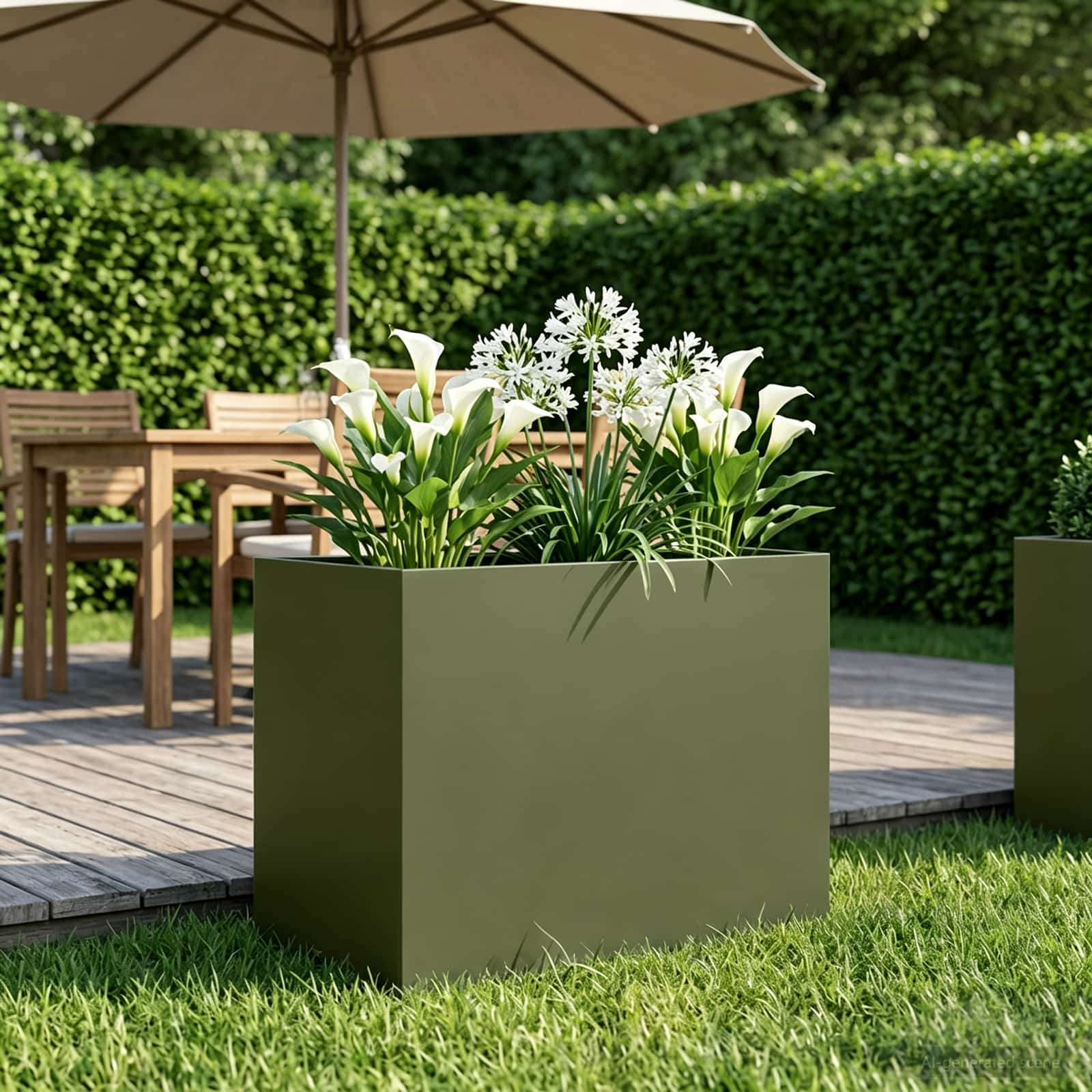 Plantenbak Olijfgroen 50 x 40 x 50 cm Koudgewalst staal – afbeelding 1