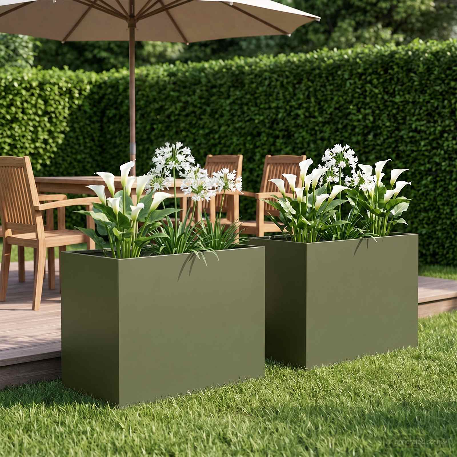 vidaXL Vază pentru Grădină 2 buc. Verde măsliniu 50 x 40 x 50 cm