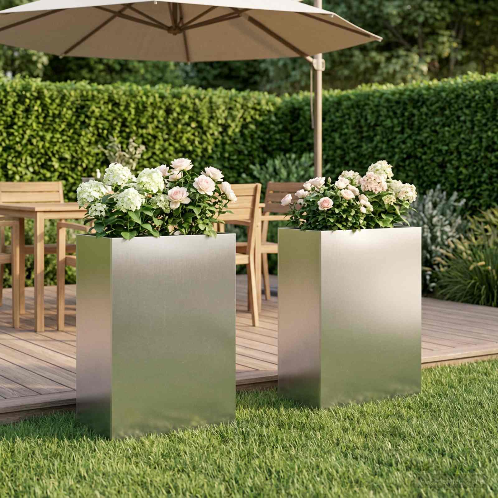 Plantenbak 2 st zilver 50 x 40 x 75 cm Roestvrij staal image 1