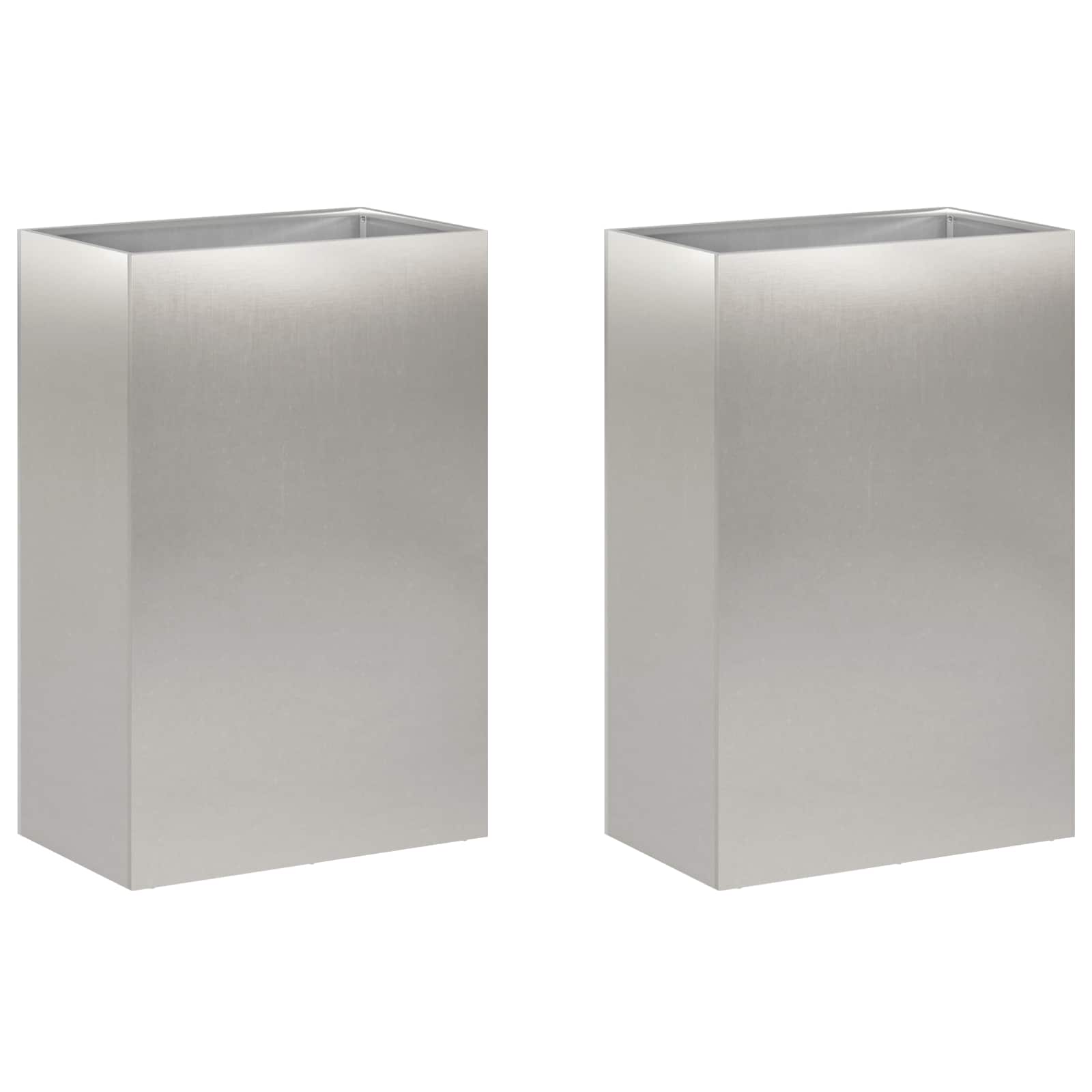 Plantenbak 2 st zilver 50 x 40 x 75 cm Roestvrij staal image 2
