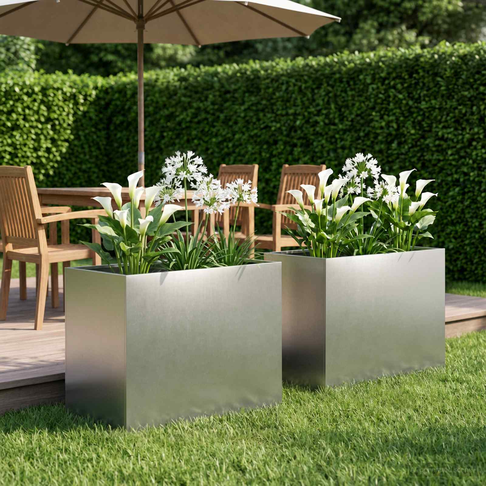 Plantenbak 2 st zilver 60 x 40 x 50 cm Roestvrij staal – afbeelding 1