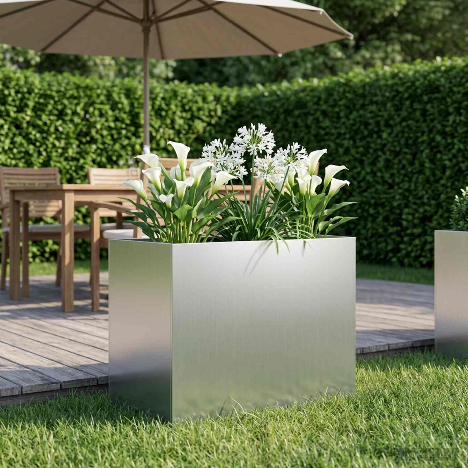 Plantenbak zilver 60 x 40 x 50 cm Gegalvaniseerd staal – afbeelding 1