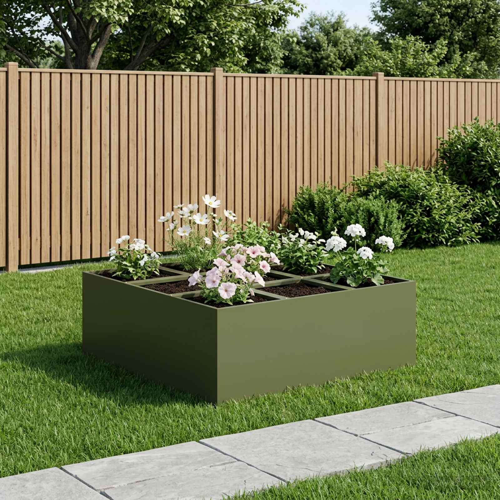 Plantenbak Olijfgroen 100 x 100 x 20 cm Koudgewalst staal image 1