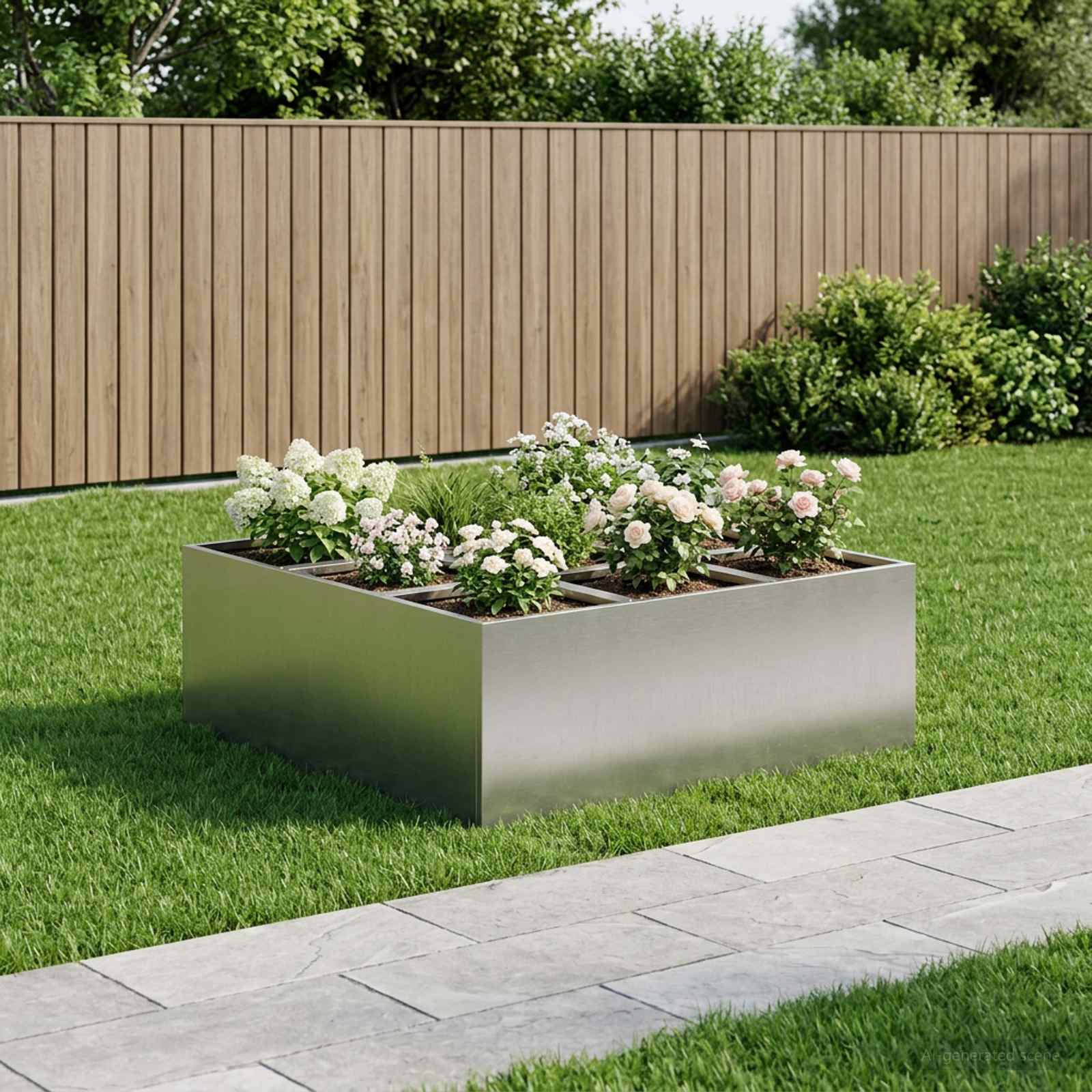 Plantenbak zilver 100 x 100 x 40 cm Roestvrij staal image 1