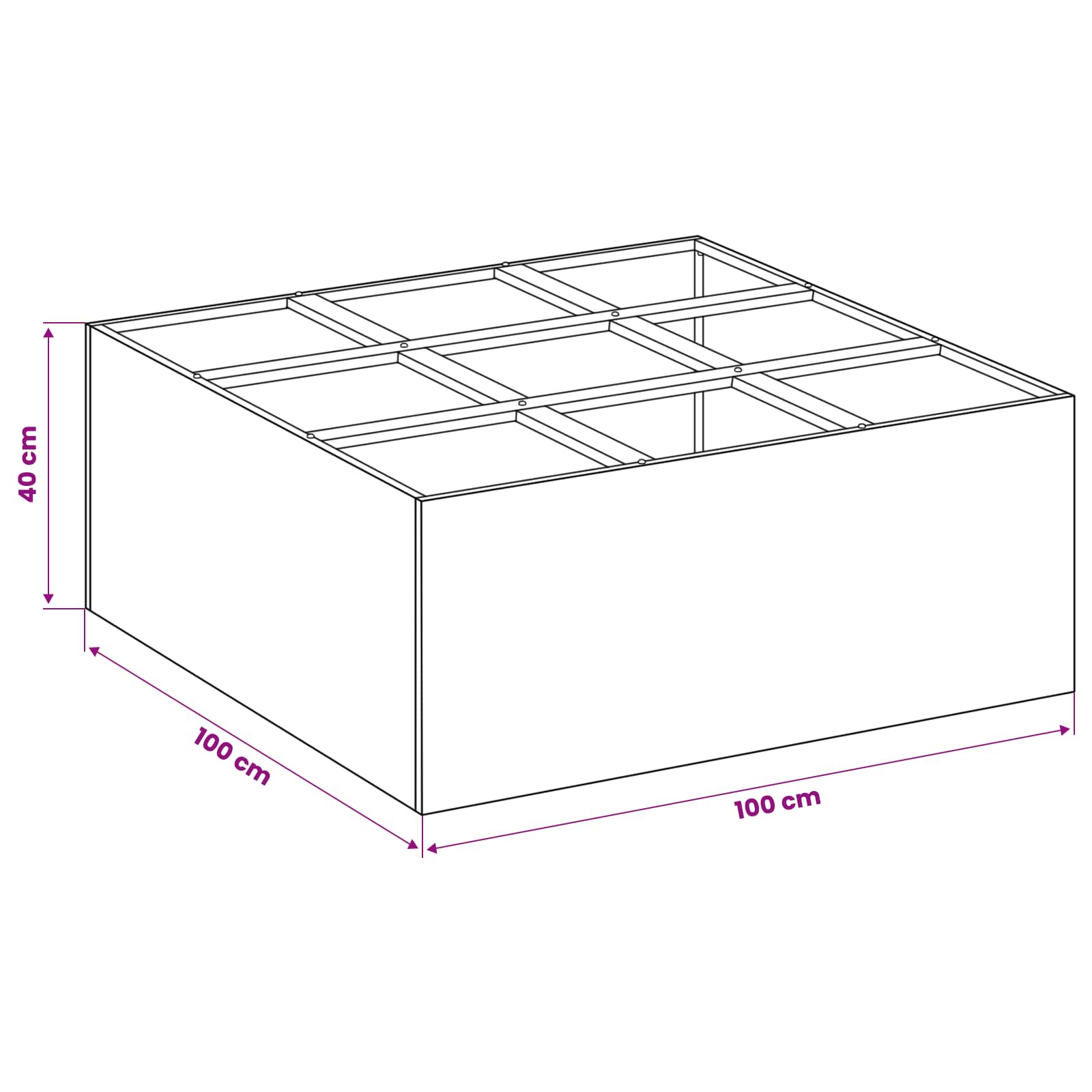 Plantenbak zilver 100 x 100 x 40 cm Roestvrij staal image 7