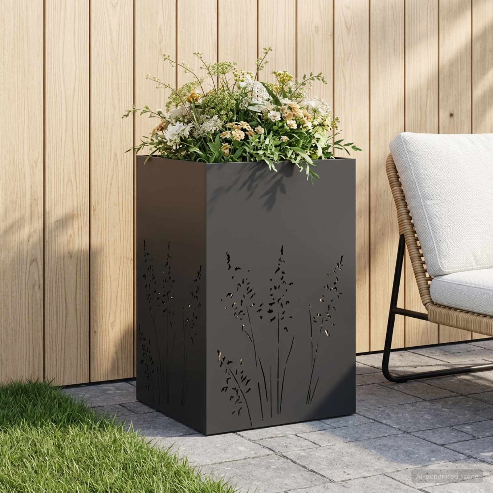 Plantenbak Zwart 50 x 50 x 75 cm Koudgewalst staal image 1