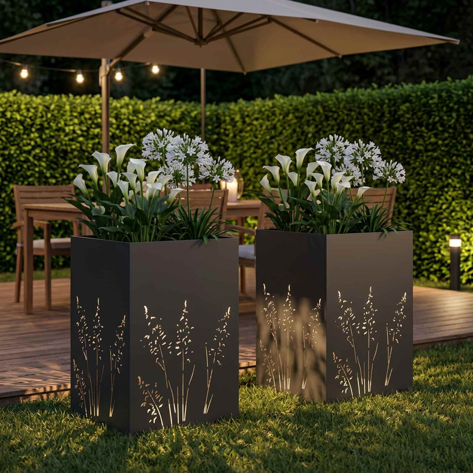 Plantenbak 2 st Zwart 50 x 50 x 75 cm Koudgewalst staal image 3