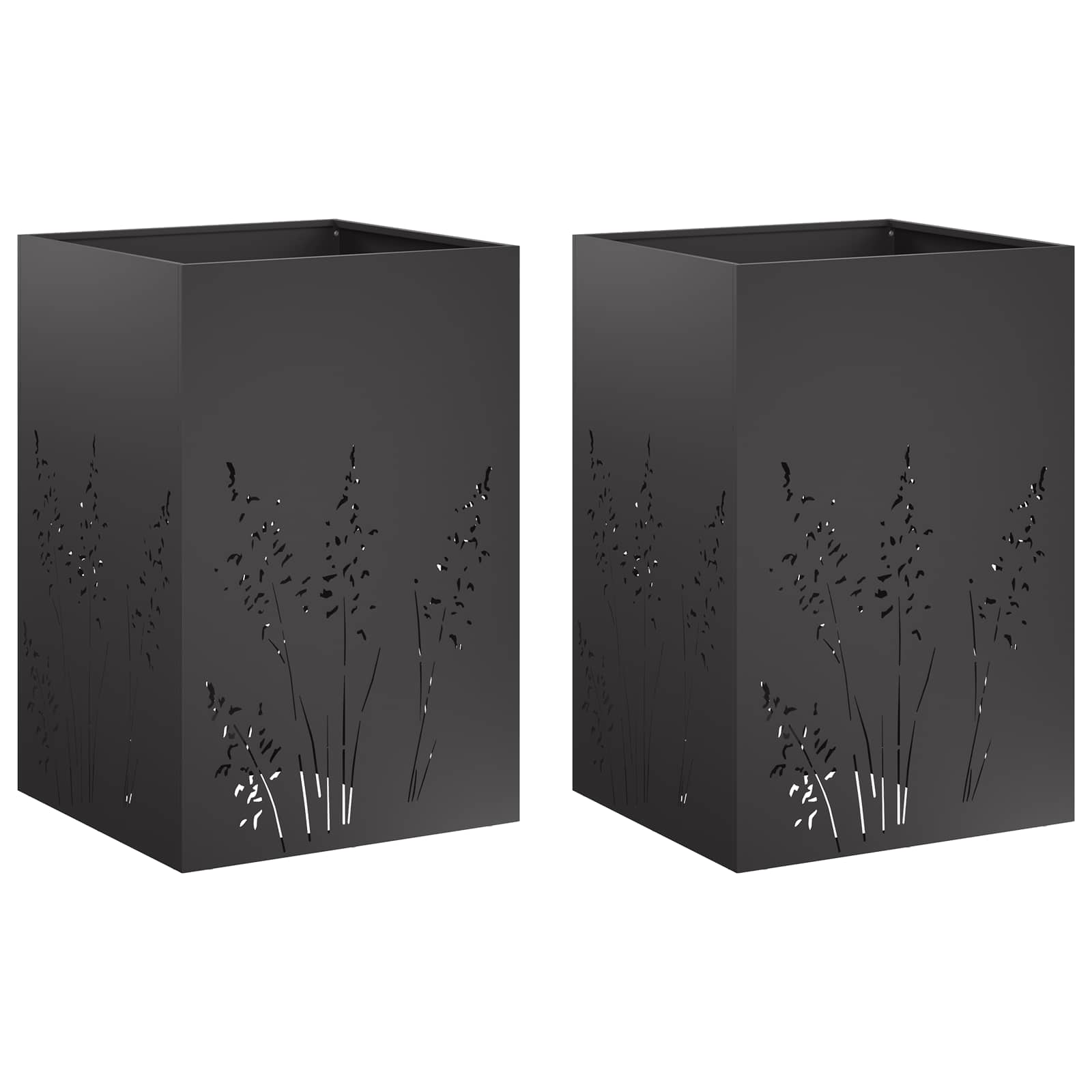 Plantenbak 2 st Zwart 50 x 50 x 75 cm Koudgewalst staal image 2