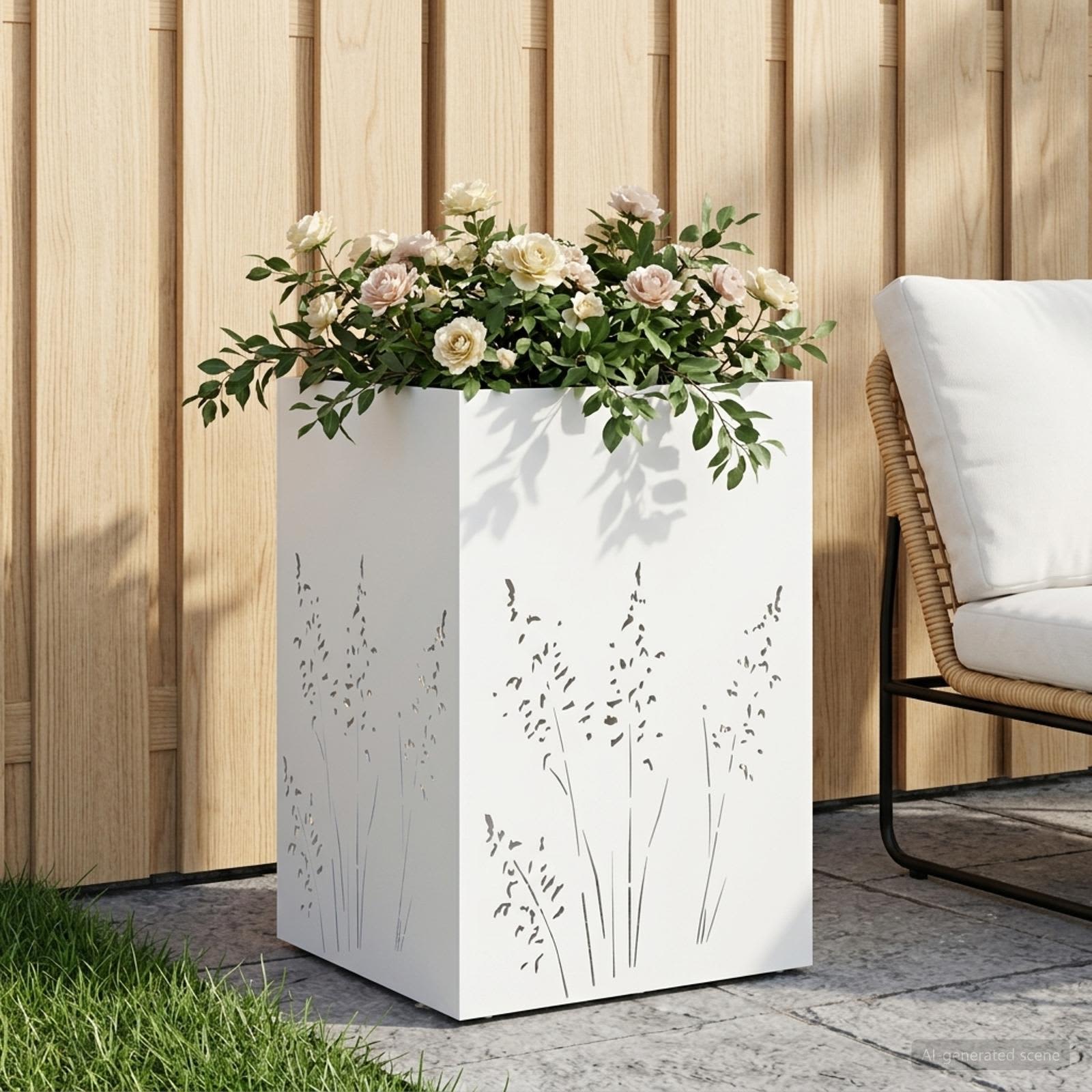 Plantenbak Wit 50 x 50 x 75 cm Koudgewalst staal image 1