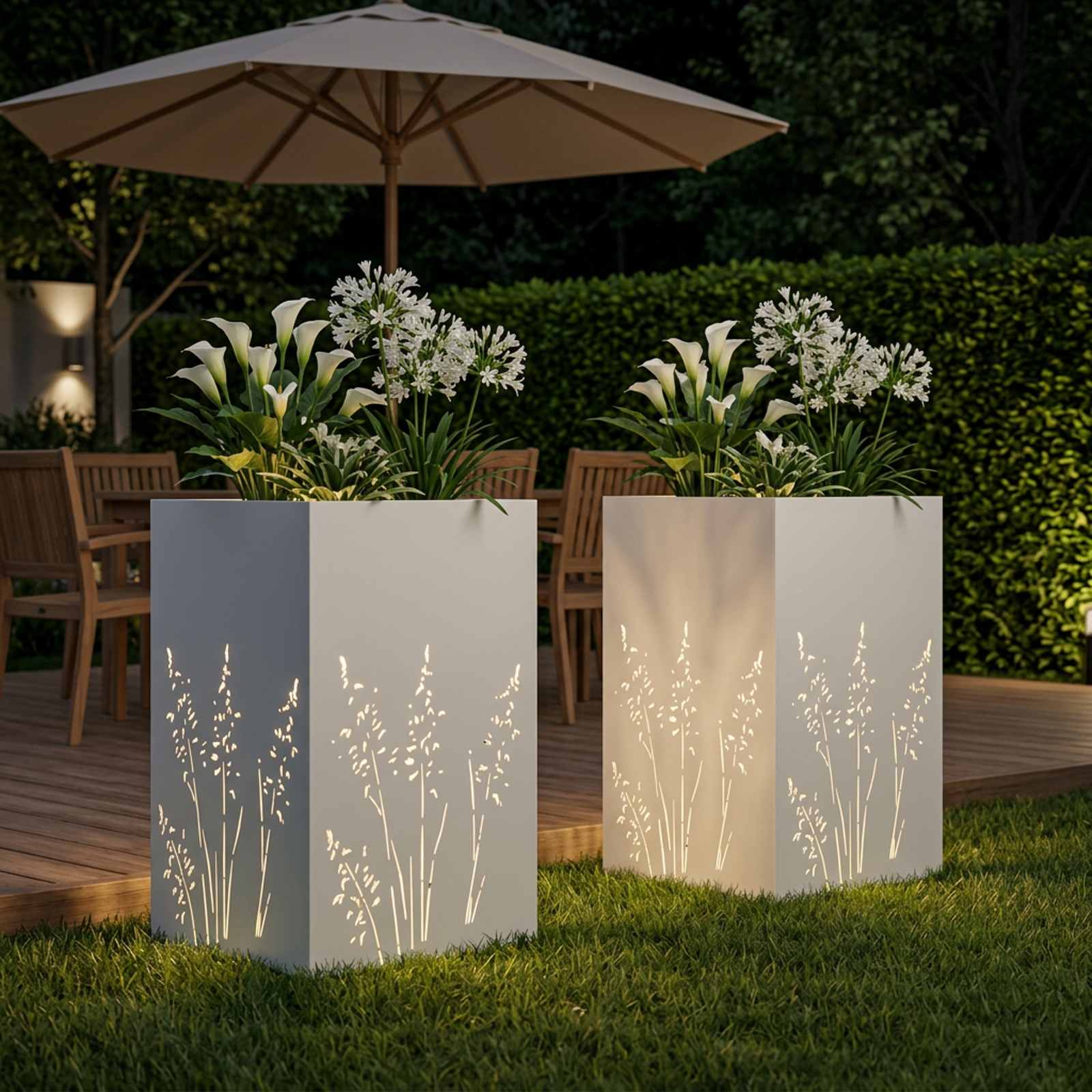 Plantenbak 2 st Wit 50 x 50 x 75 cm Koudgewalst staal image 3
