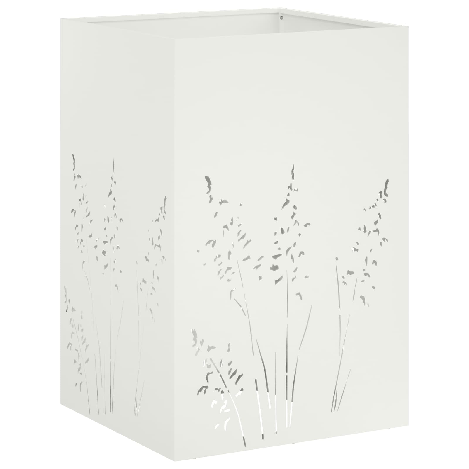 Plantenbak 2 st Wit 50 x 50 x 75 cm Koudgewalst staal image 4