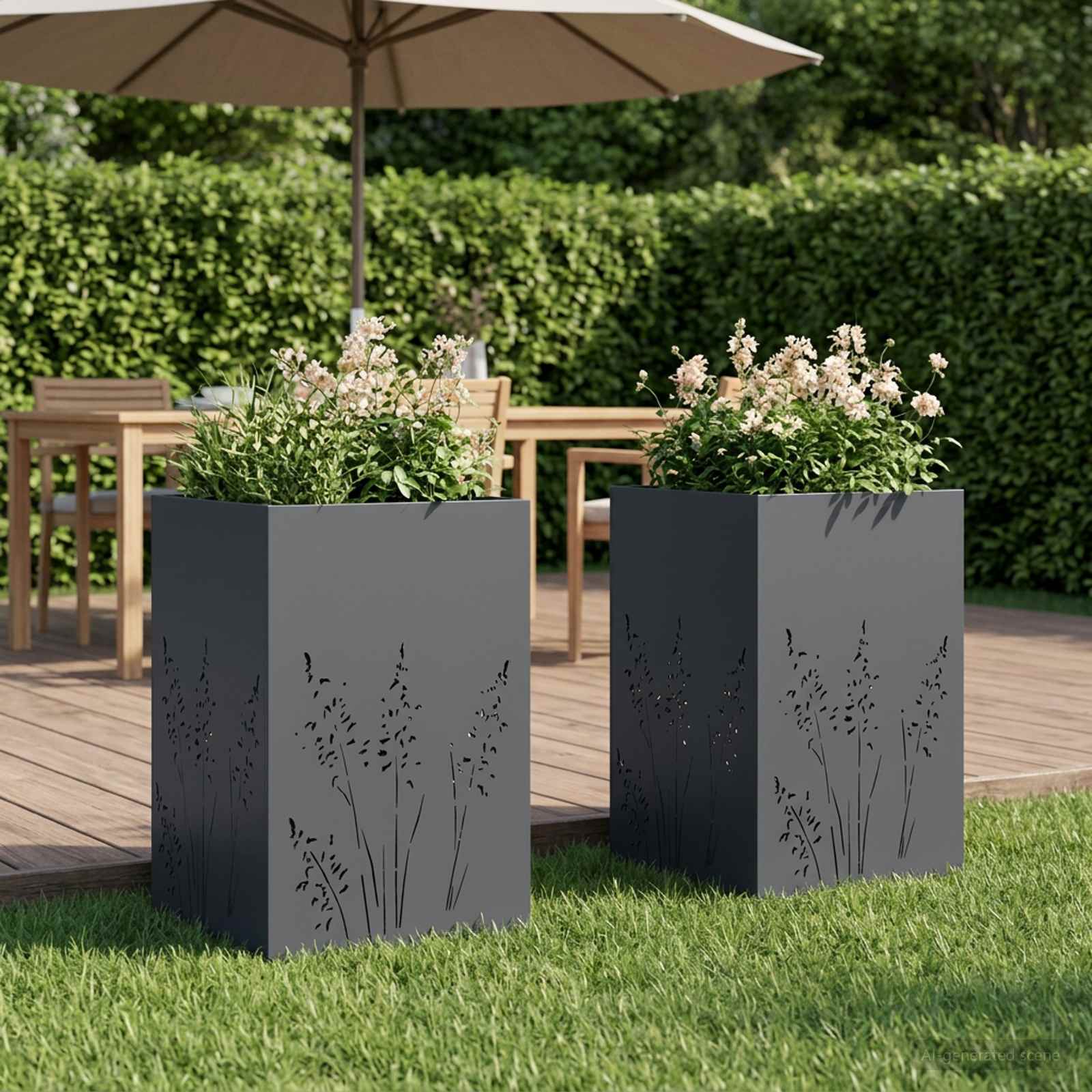 Plantenbak 2 st Antraciet 50 x 50 x 75 cm Koudgewalst staal image 1