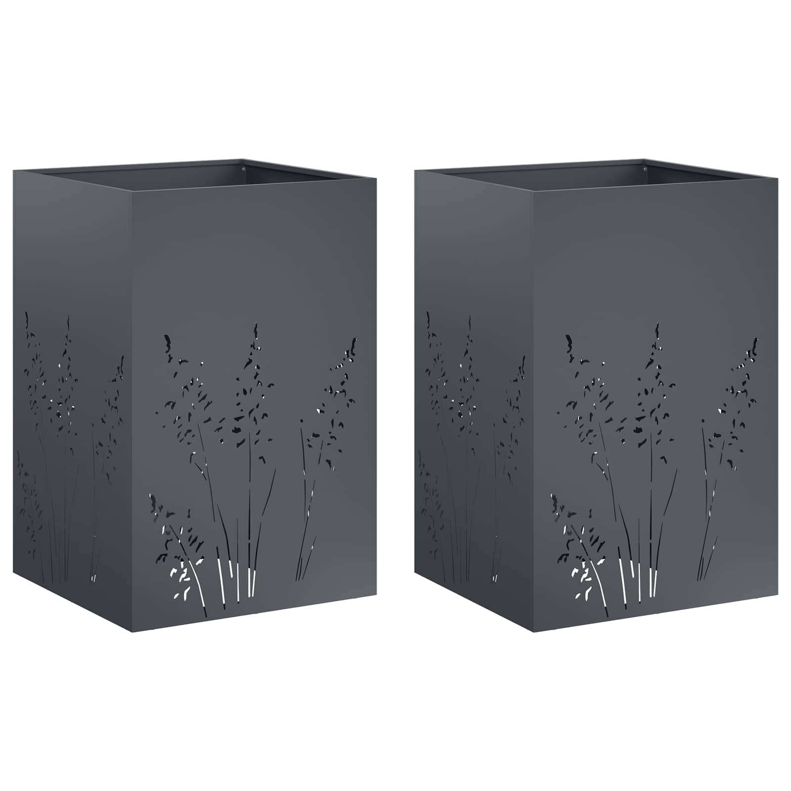 Plantenbak 2 st Antraciet 50 x 50 x 75 cm Koudgewalst staal image 2