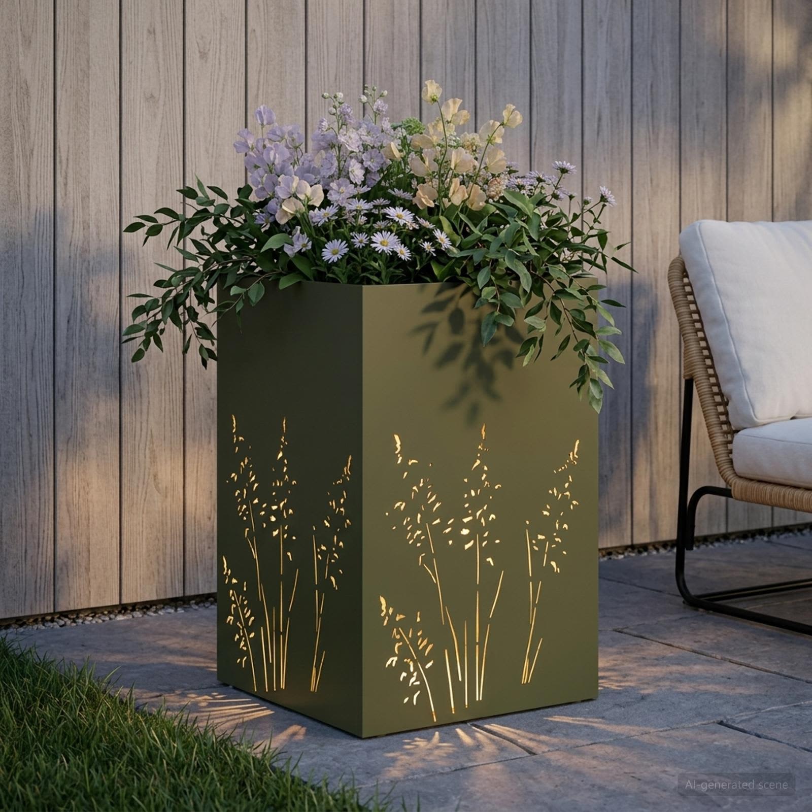 Plantenbak Olijfgroen 50 x 50 x 75 cm Koudgewalst staal image 3