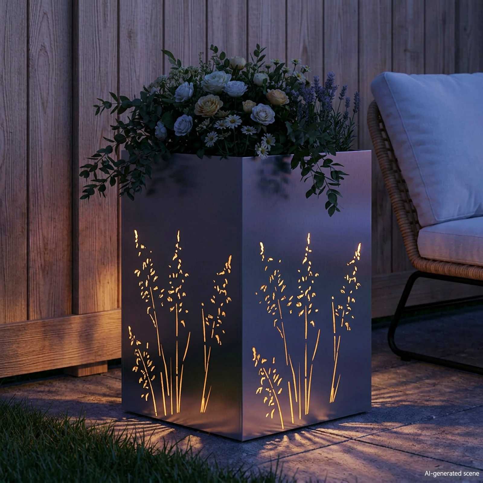 Plantenbak zilver 50 x 50 x 75 cm Roestvrij staal image 3