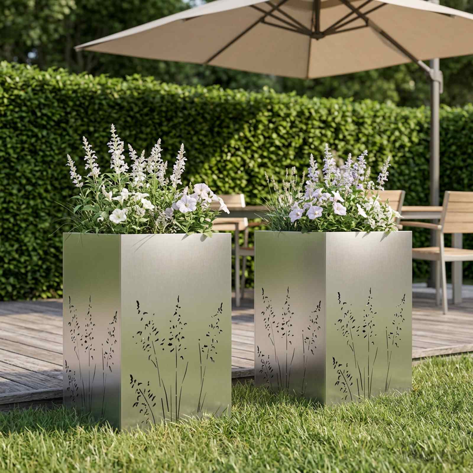 Plantenbak 2 st zilver 50 x 50 x 75 cm Roestvrij staal image 1