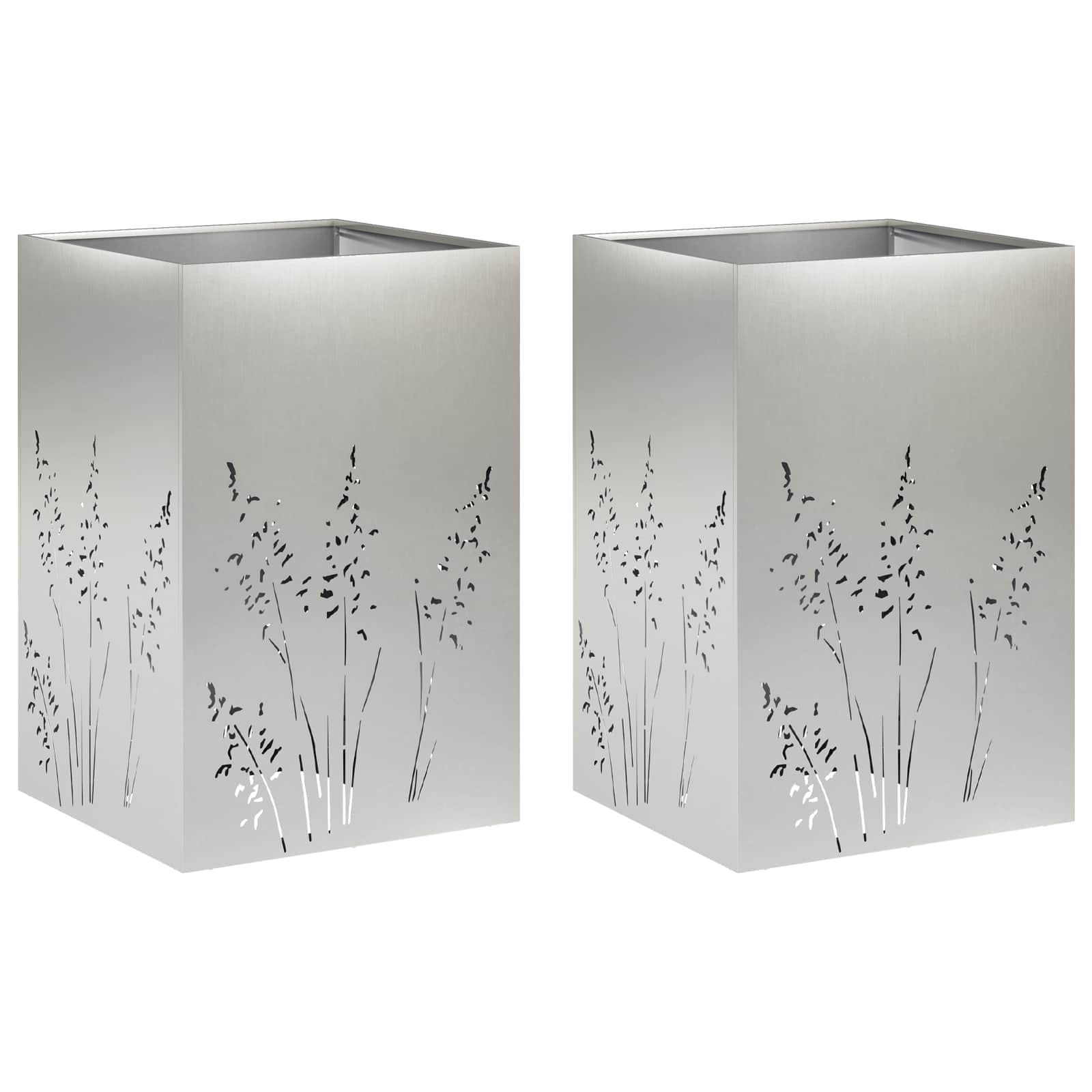 Plantenbak 2 st zilver 50 x 50 x 75 cm Roestvrij staal image 2
