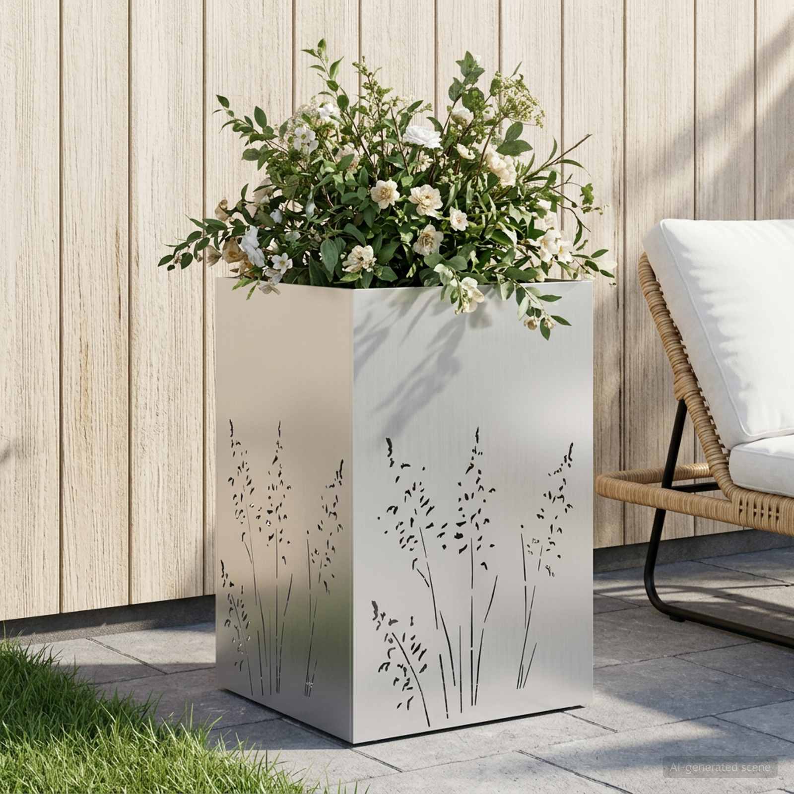 Plantenbak zilver 50 x 50 x 75 cm Gegalvaniseerd staal image 1