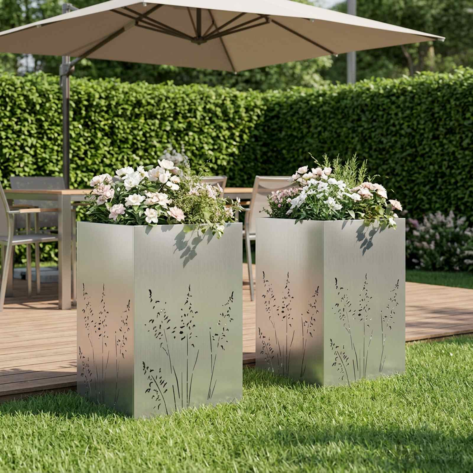 Plantenbak 2 st zilver 50 x 50 x 75 cm Gegalvaniseerd staal image 1