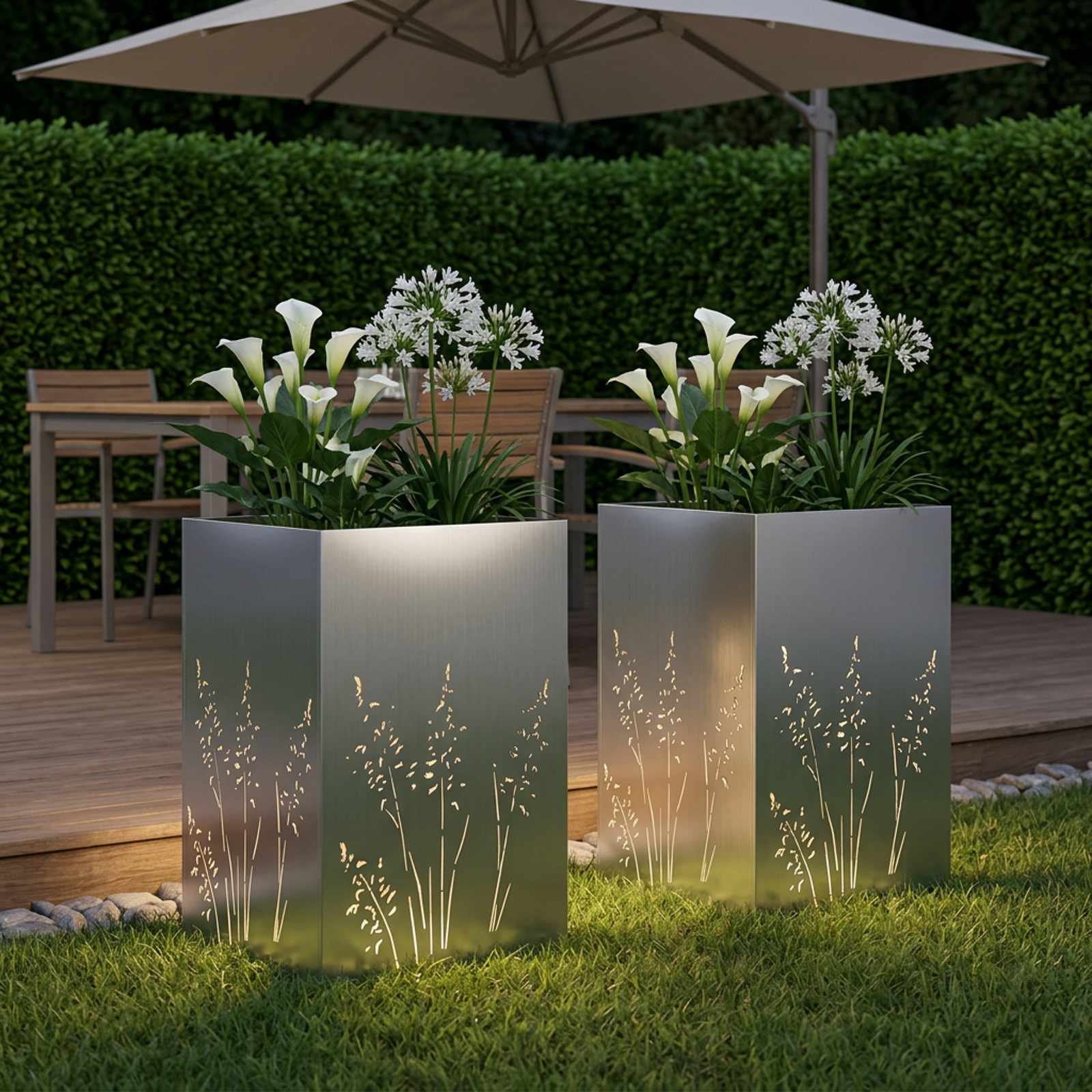 Plantenbak 2 st zilver 50 x 50 x 75 cm Gegalvaniseerd staal image 3
