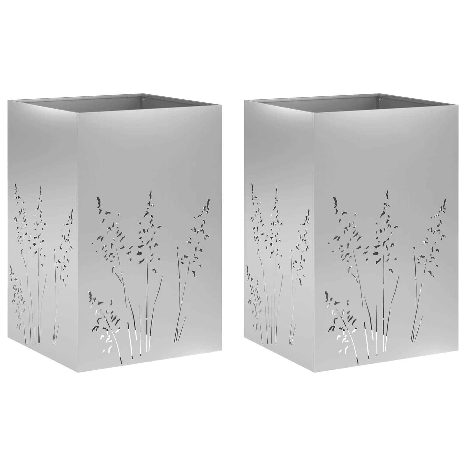 Plantenbak 2 st zilver 50 x 50 x 75 cm Gegalvaniseerd staal image 2
