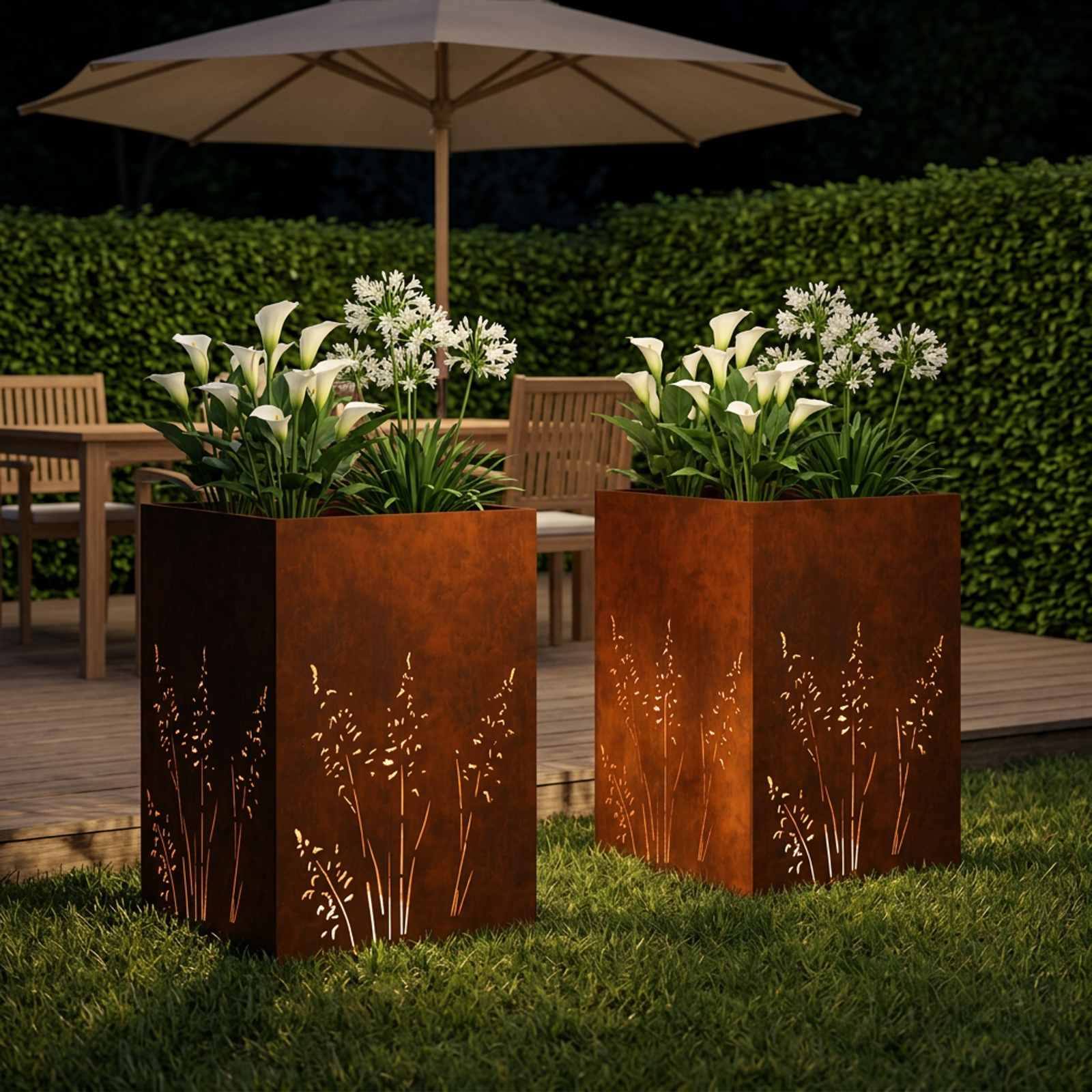 Plantenbak 2 st Roestkleurig 50 x 50 x 75 cm weervast staal image 3