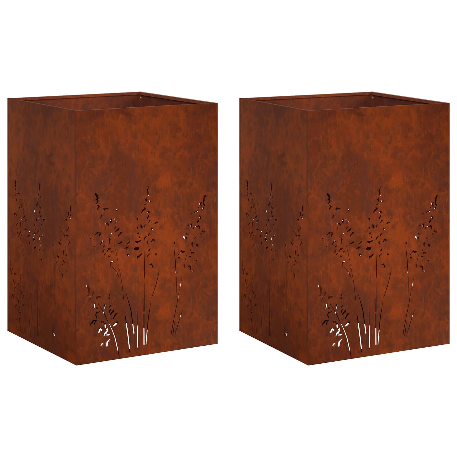 Plantenbak 2 st Roestkleurig 50 x 50 x 75 cm weervast staal image 2