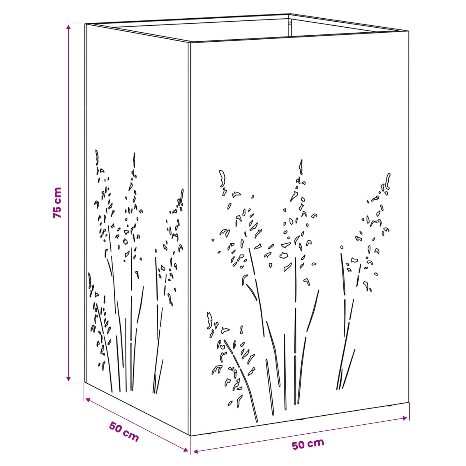 Plantenbak 2 st Roestkleurig 50 x 50 x 75 cm weervast staal image 12
