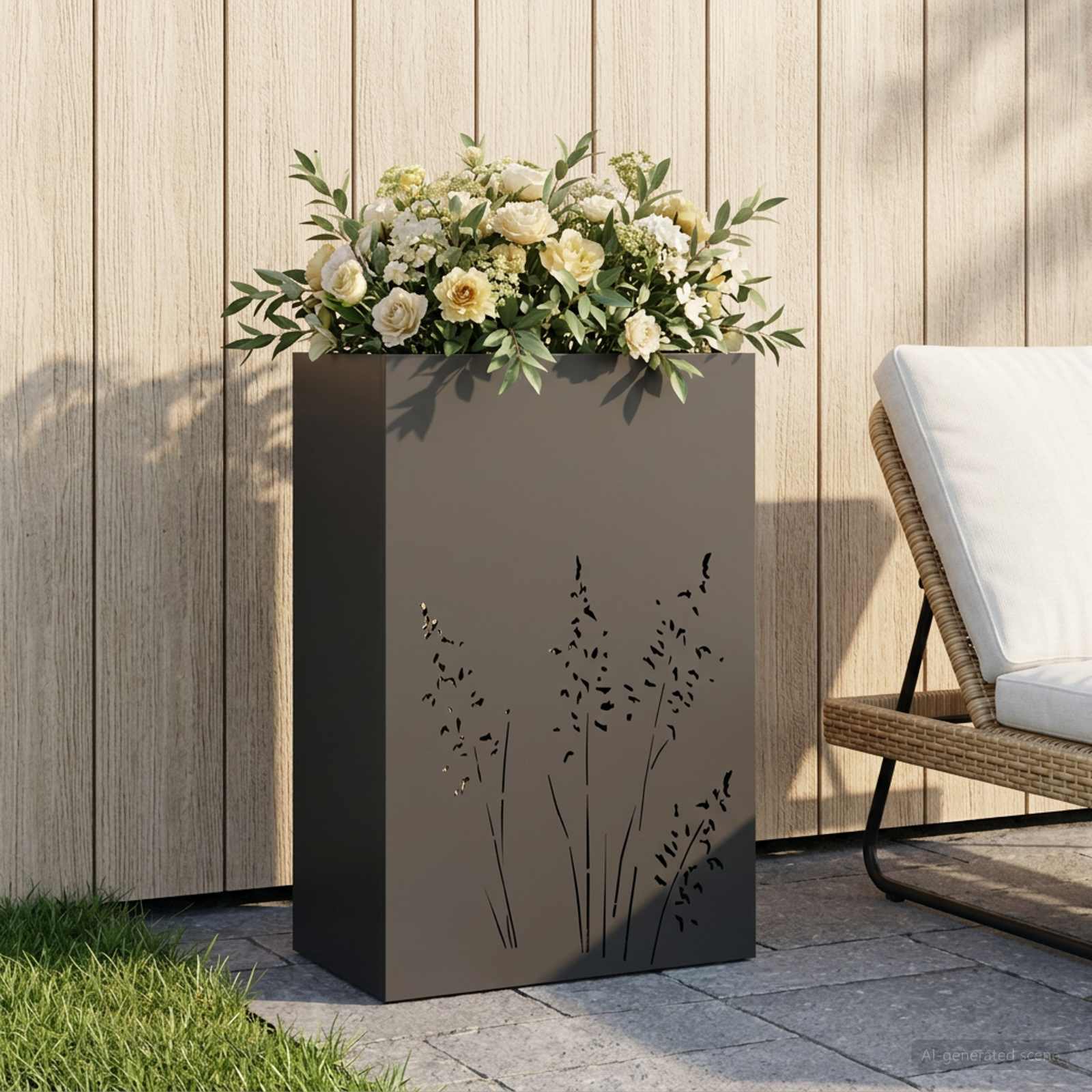 Plantenbak Zwart 50 x 30 x 75 cm Koudgewalst staal image 1