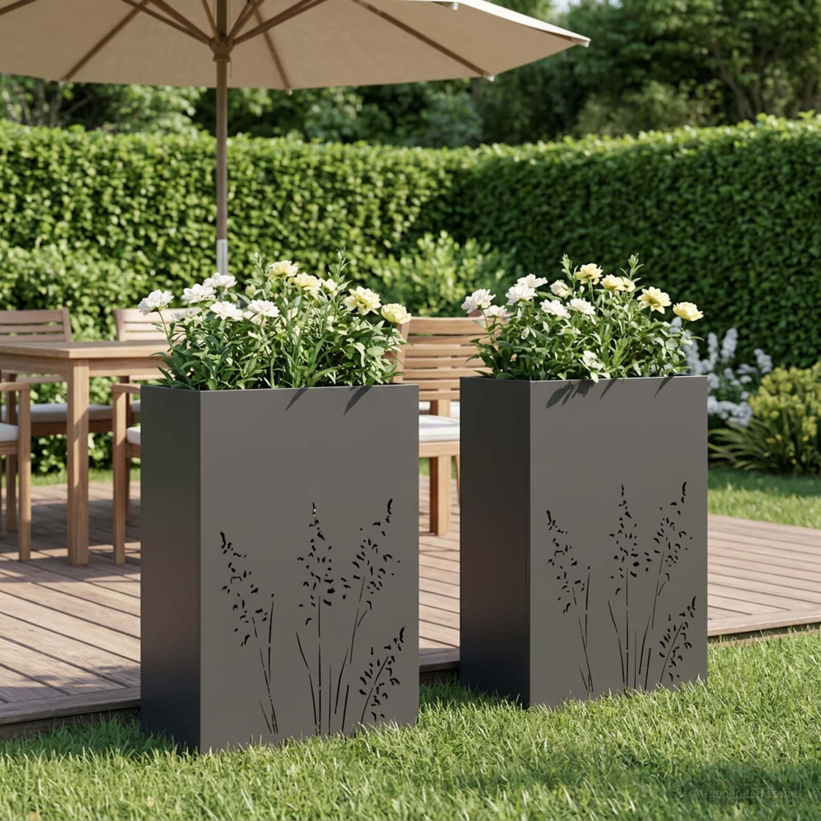 Plantenbak 2 st Zwart 50 x 30 x 75 cm Koudgewalst staal image 1