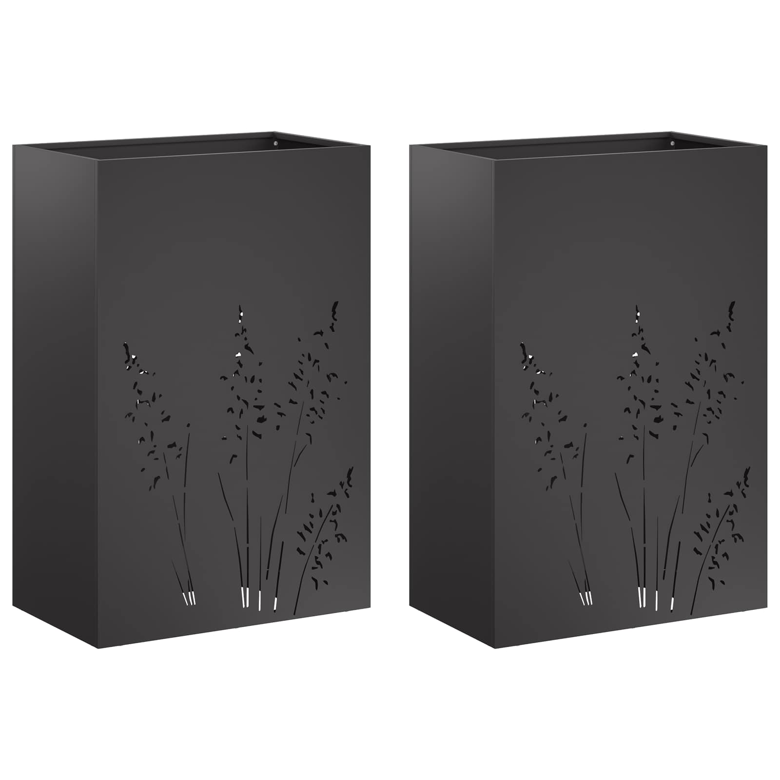 Plantenbak 2 st Zwart 50 x 30 x 75 cm Koudgewalst staal image 2