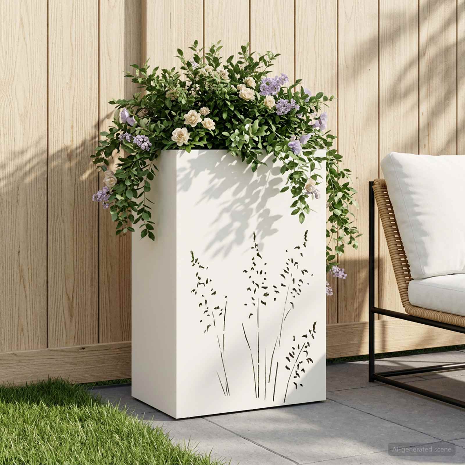 Plantenbak Wit 50 x 30 x 75 cm Koudgewalst staal image 1