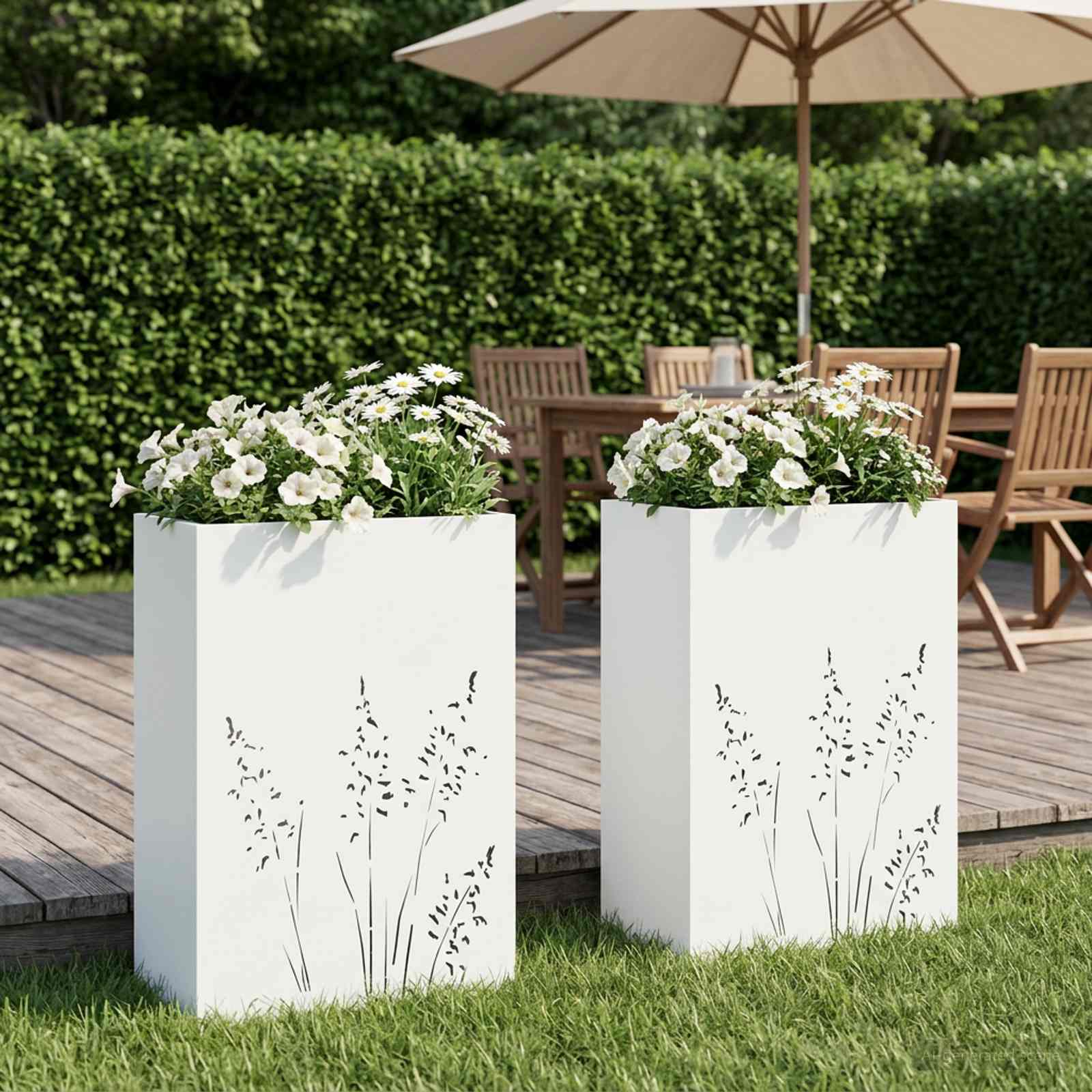 Plantenbak 2 st Wit 50 x 30 x 75 cm Koudgewalst staal image 1