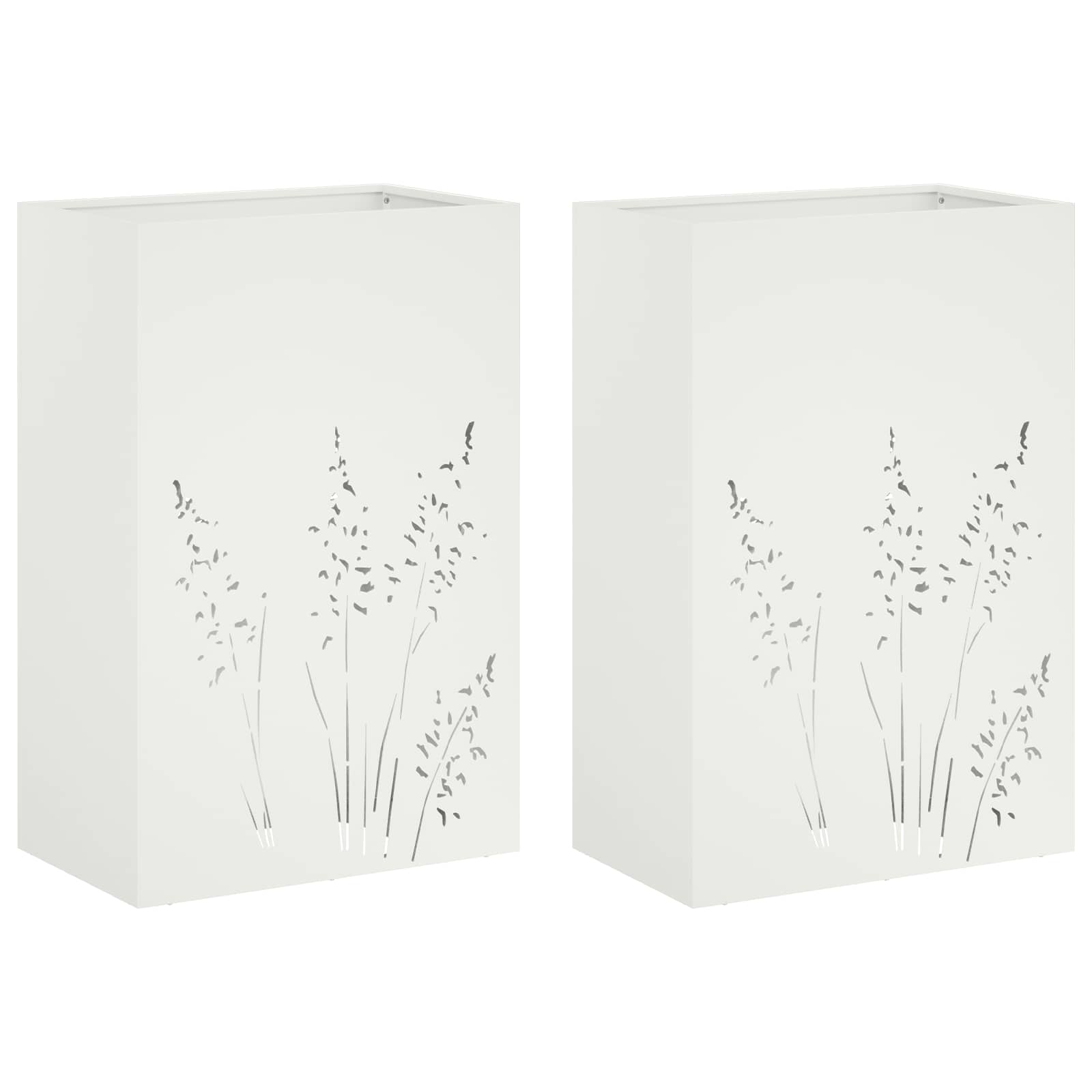 Plantenbak 2 st Wit 50 x 30 x 75 cm Koudgewalst staal image 2