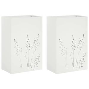 vidaXL Aia istutuspot 2 tk Valge 50 x 30 x 75 cm K&uuml;lmvalmistatud teras