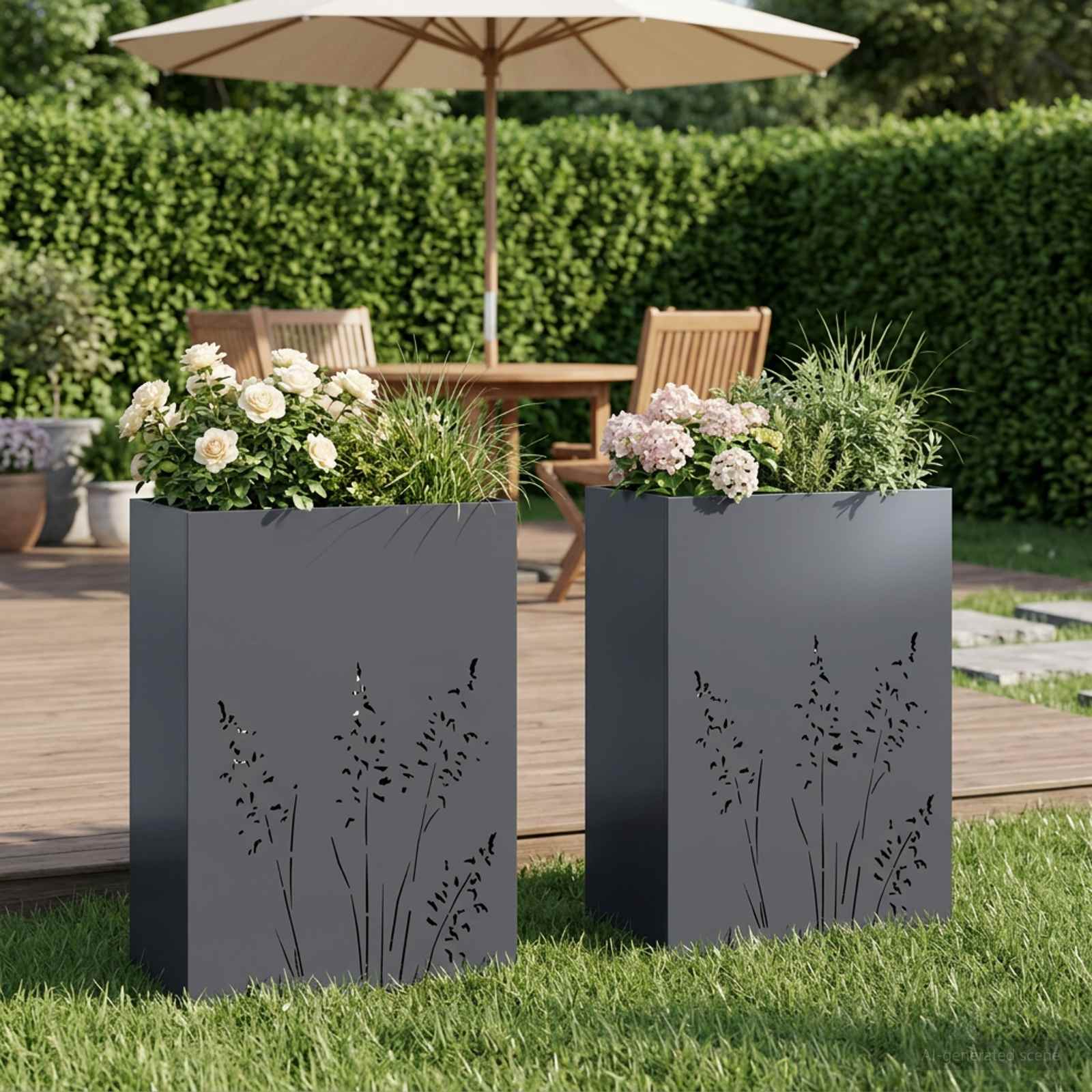 Plantenbak 2 st Antraciet 50 x 30 x 75 cm Koudgewalst staal image 1