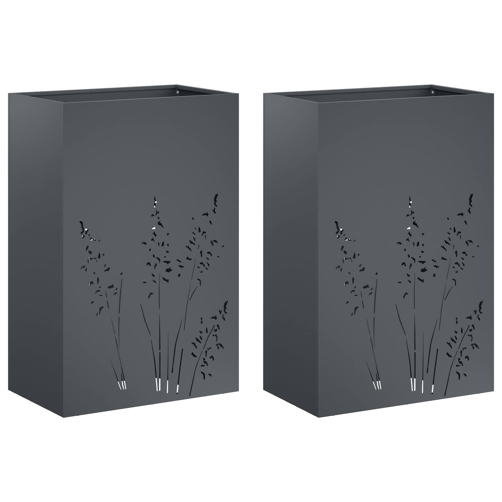Plantenbak 2 st Antraciet 50 x 30 x 75 cm Koudgewalst staal image 2