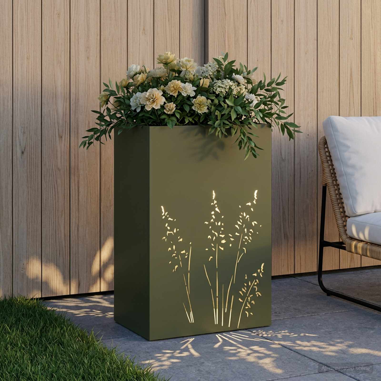 Plantenbak Olijfgroen 50 x 30 x 75 cm Koudgewalst staal image 3