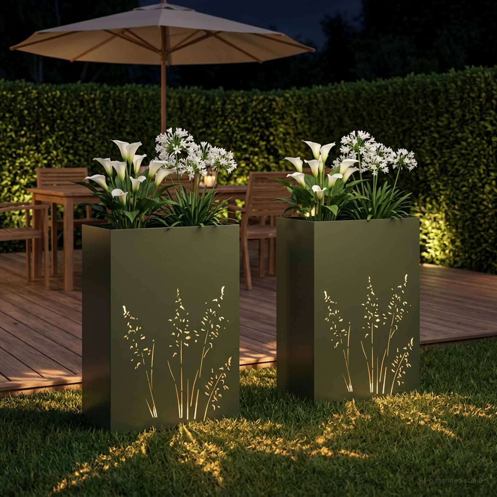 Plantenbak 2 st Olijfgroen 50 x 30 x 75 cm Koudgewalst staal image 3