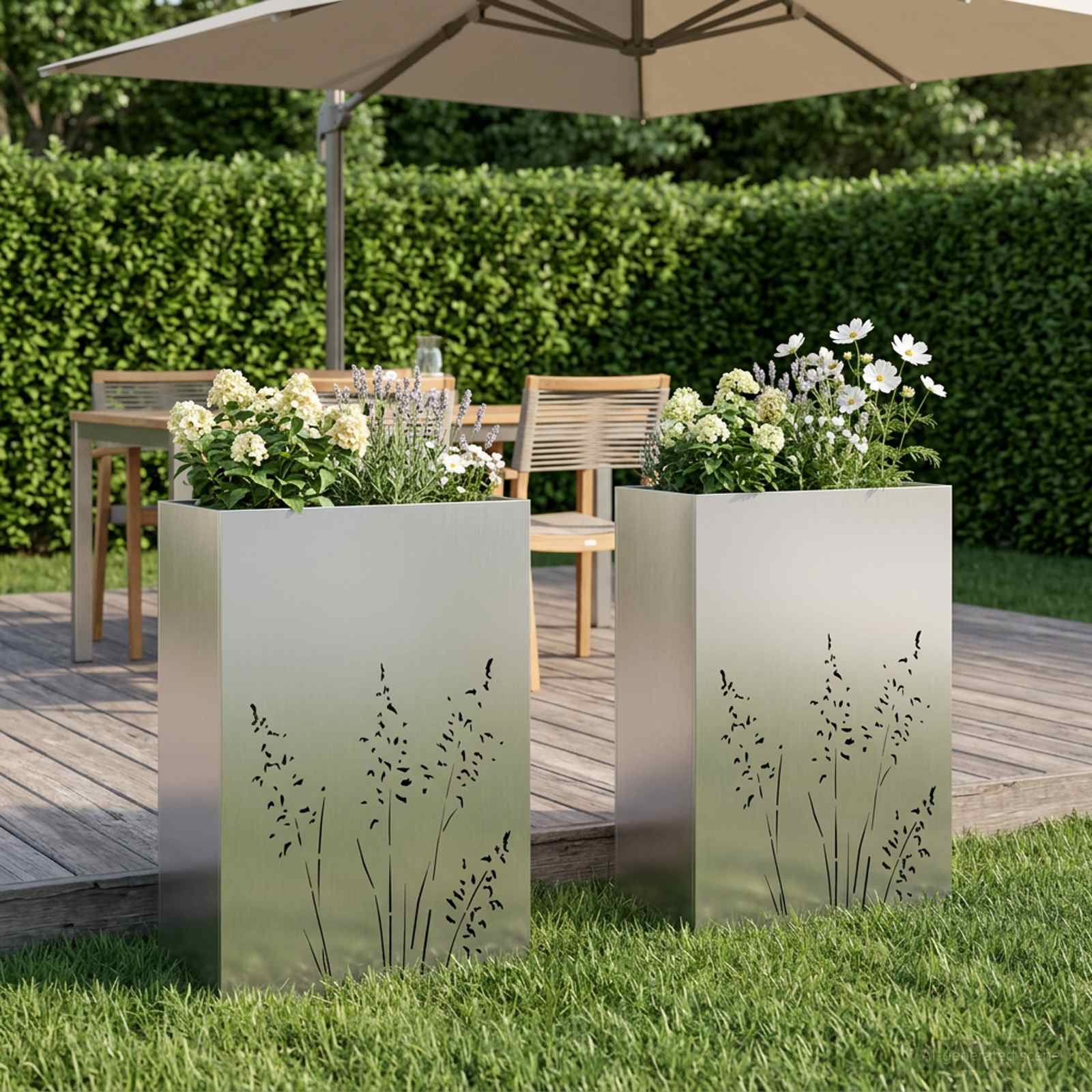 Plantenbak 2 st zilver 50 x 30 x 75 cm Roestvrij staal image 1