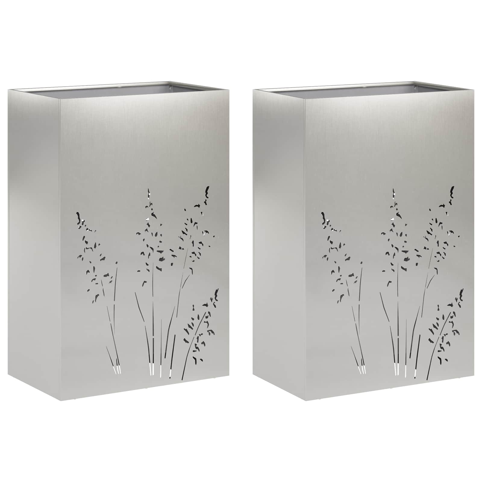 Plantenbak 2 st zilver 50 x 30 x 75 cm Roestvrij staal image 2