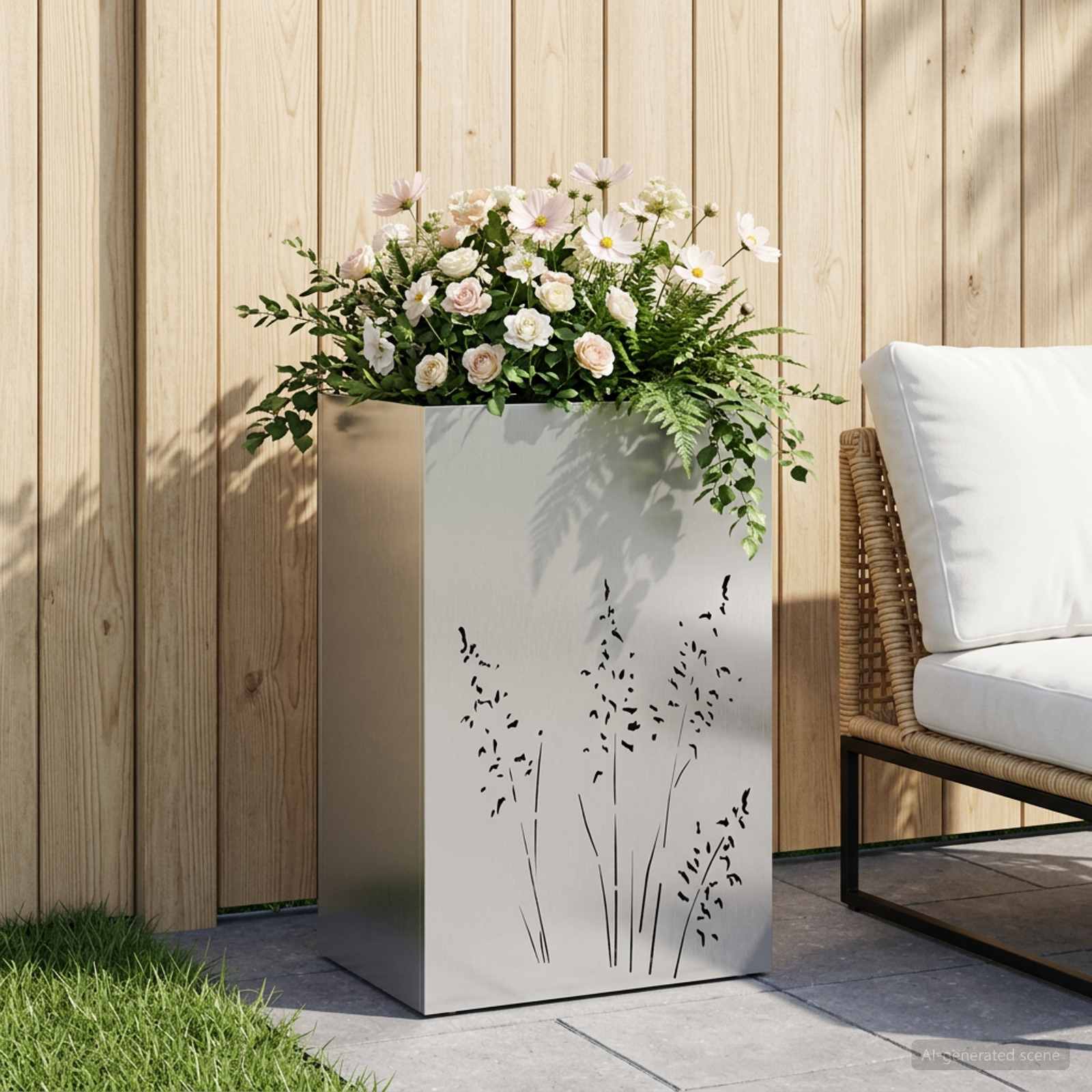 Plantenbak zilver 50 x 30 x 75 cm Gegalvaniseerd staal image 1