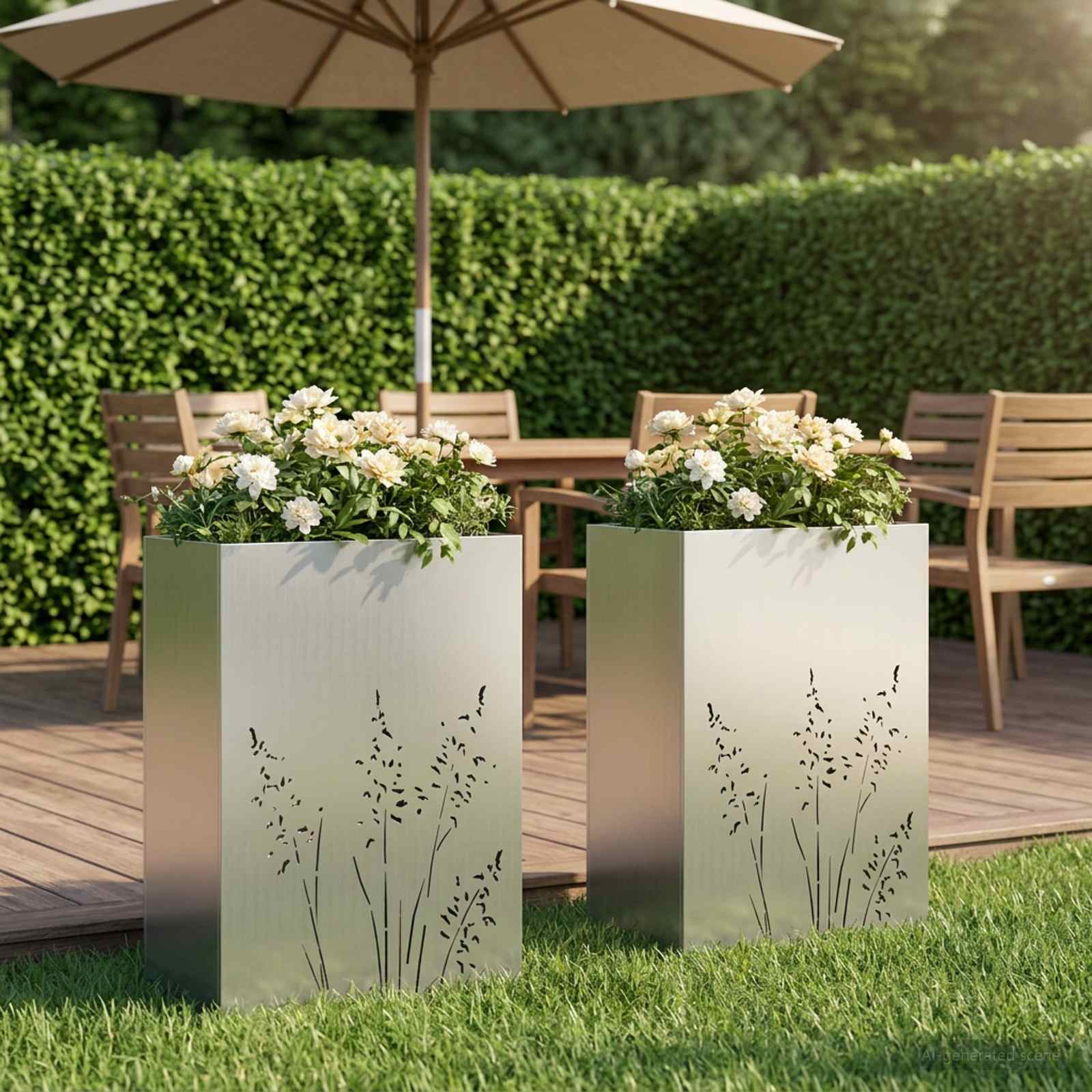 Plantenbak 2 st zilver 50 x 30 x 75 cm Gegalvaniseerd staal image 1