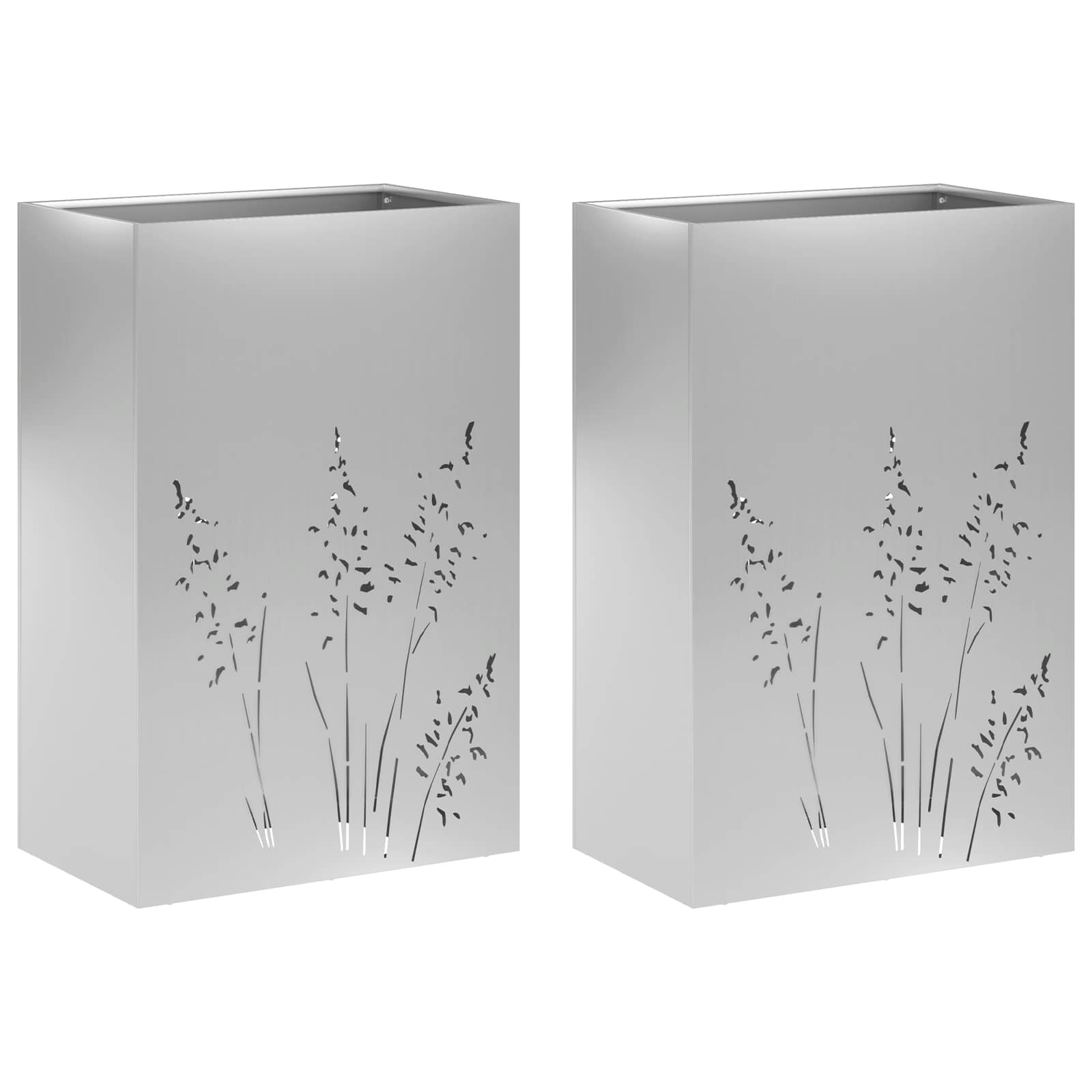 Plantenbak 2 st zilver 50 x 30 x 75 cm Gegalvaniseerd staal image 2